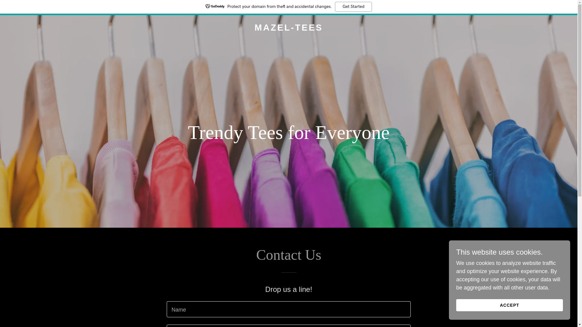 website screenshot of https://mazeltee.com/