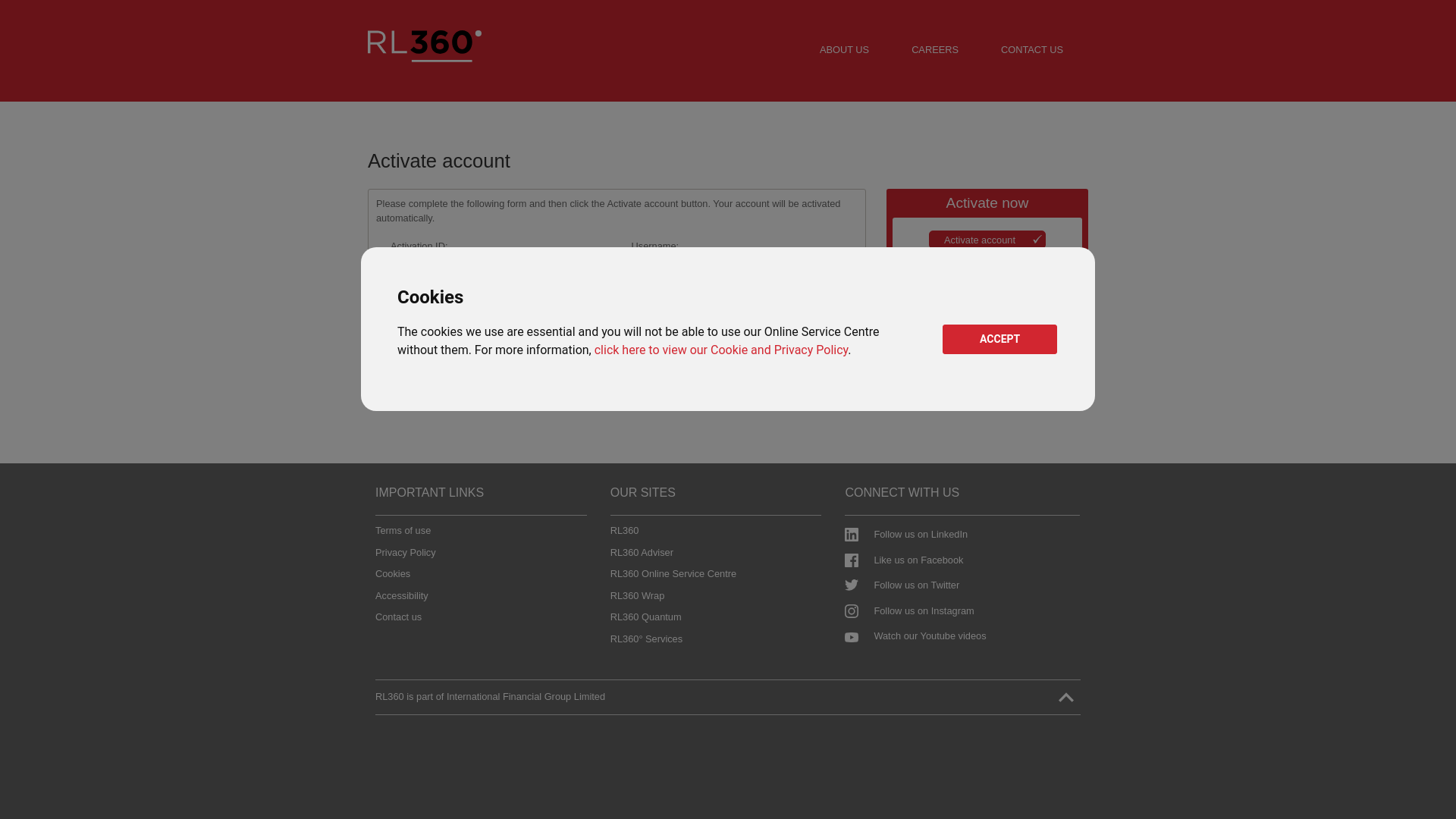 website screenshot of https://service.rl360.com/scripts/customer.cgi?option=getactivate