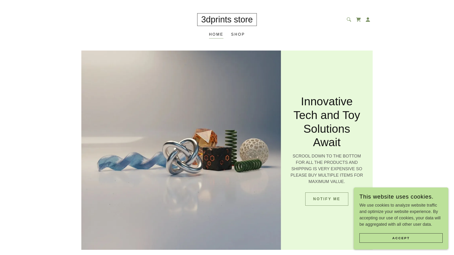 website screenshot of https://3dprints.marketing/