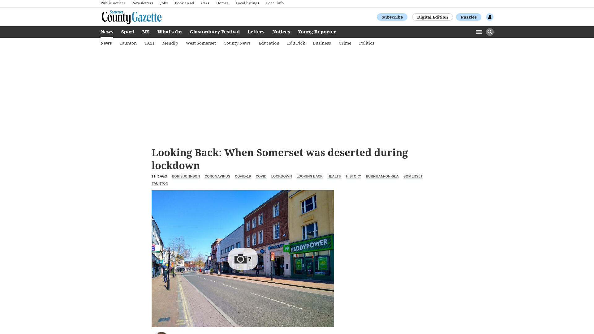 website screenshot of https://www.somersetcountygazette.co.uk/news/25944841.looking-back-somerset-deserted-lockdown/