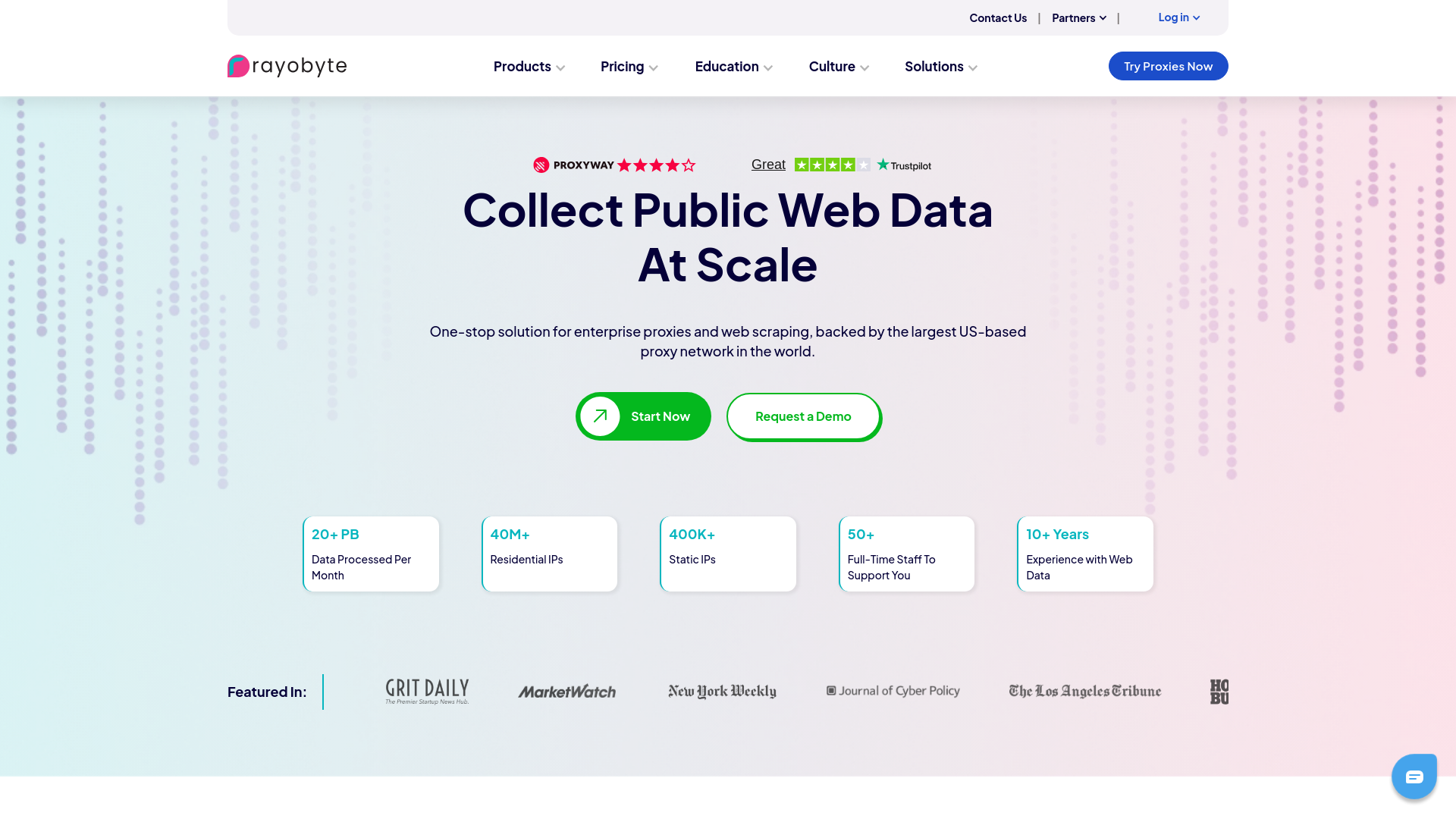 website screenshot of https://rayobyte.com/