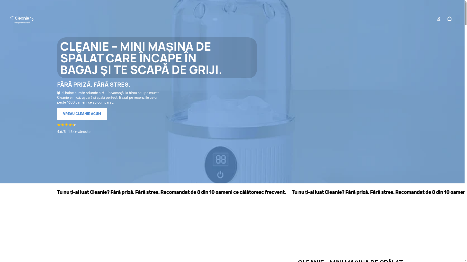 website screenshot of https://cleanie.ro/