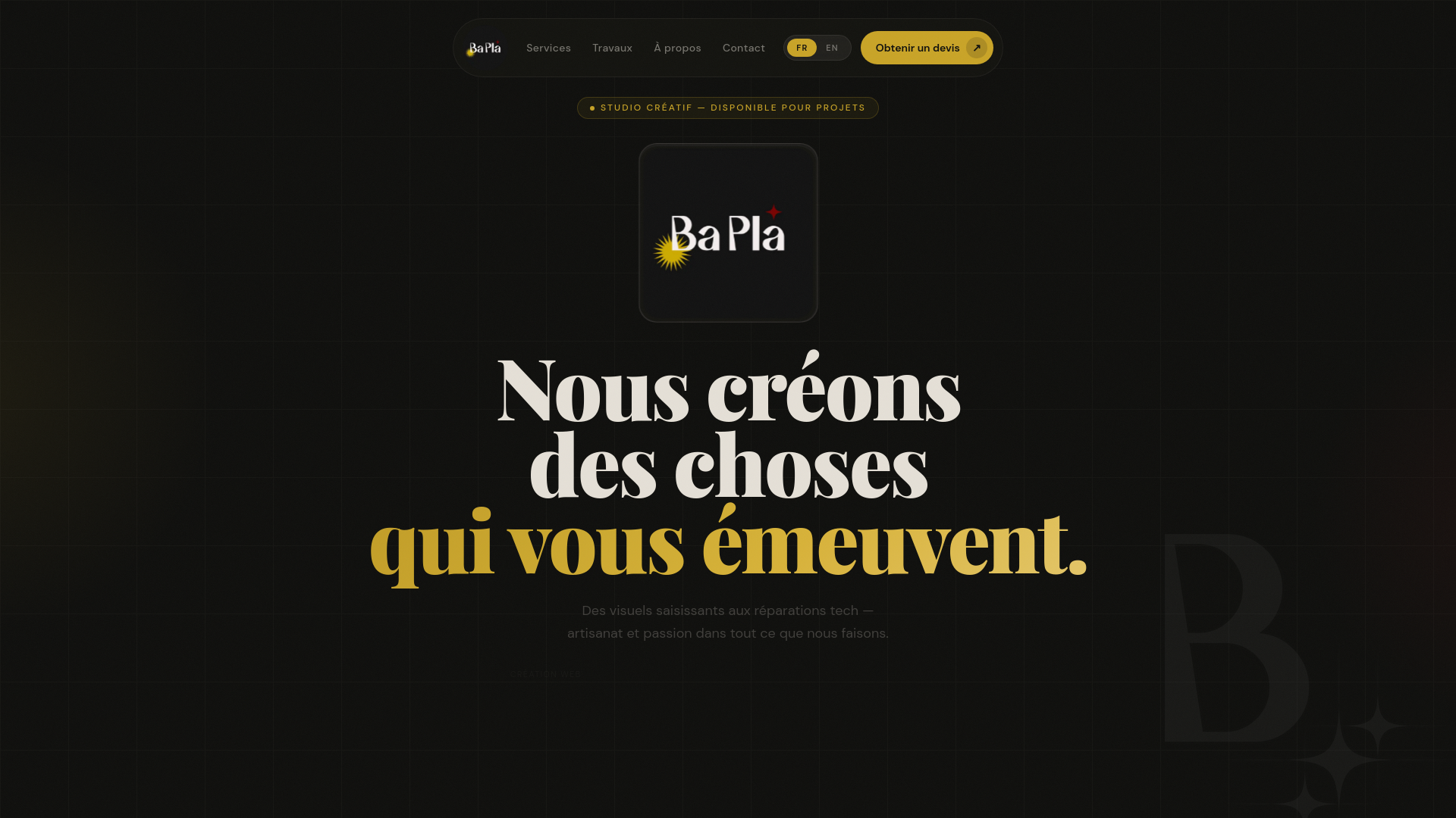 website screenshot of https://baplastudio.space/