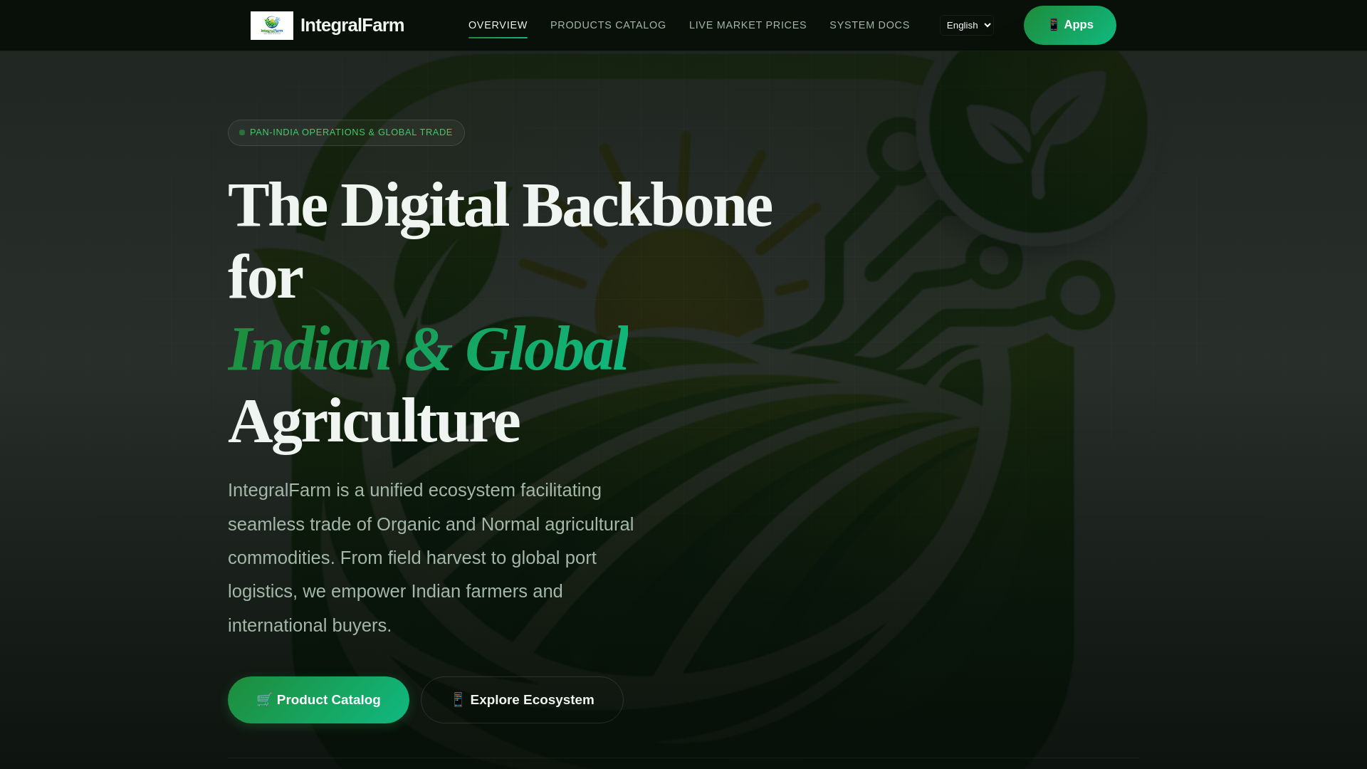 website screenshot of https://integralfarming.in