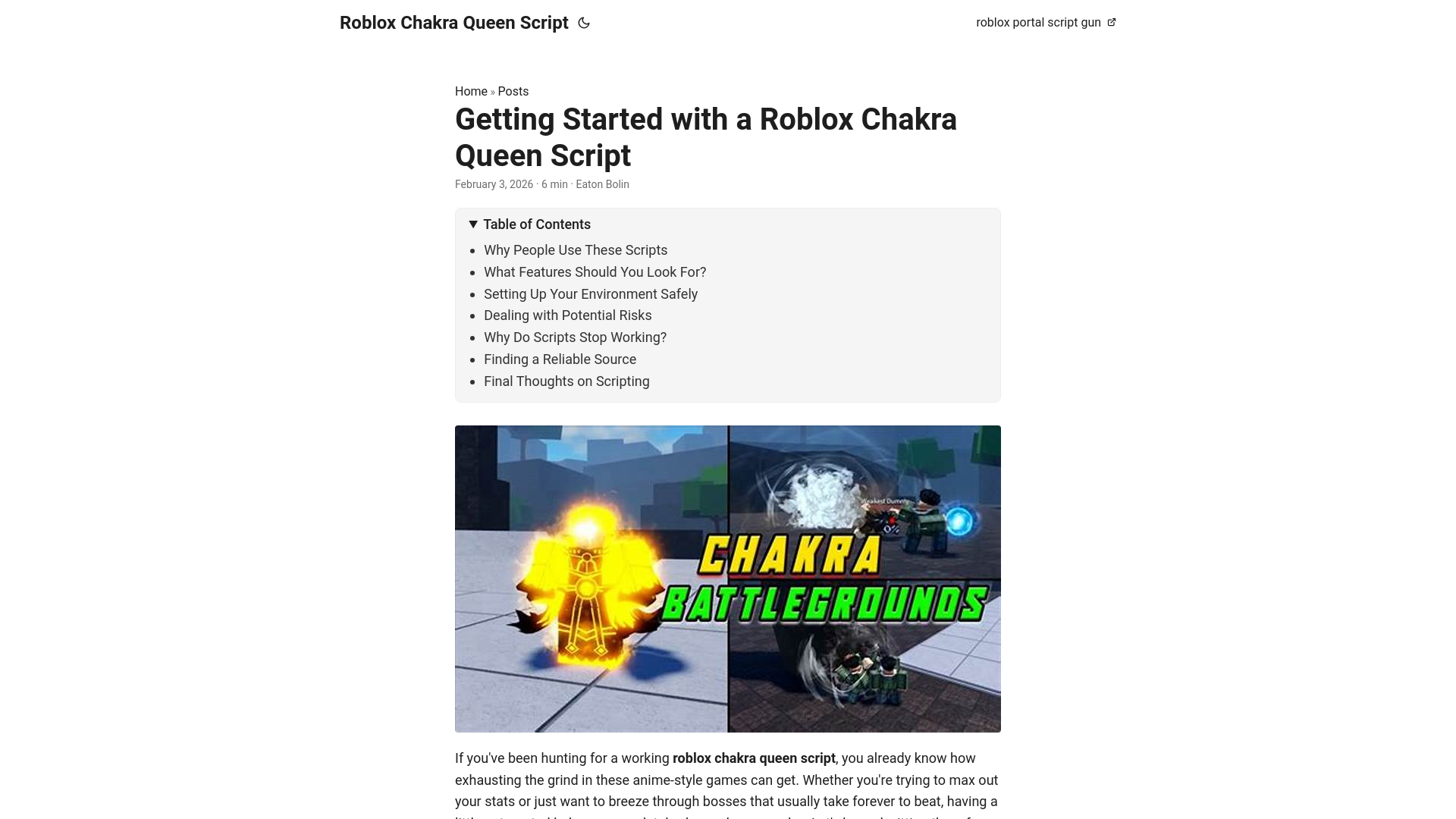 website screenshot of https://roblox-chakra-queen-script.pages.dev/