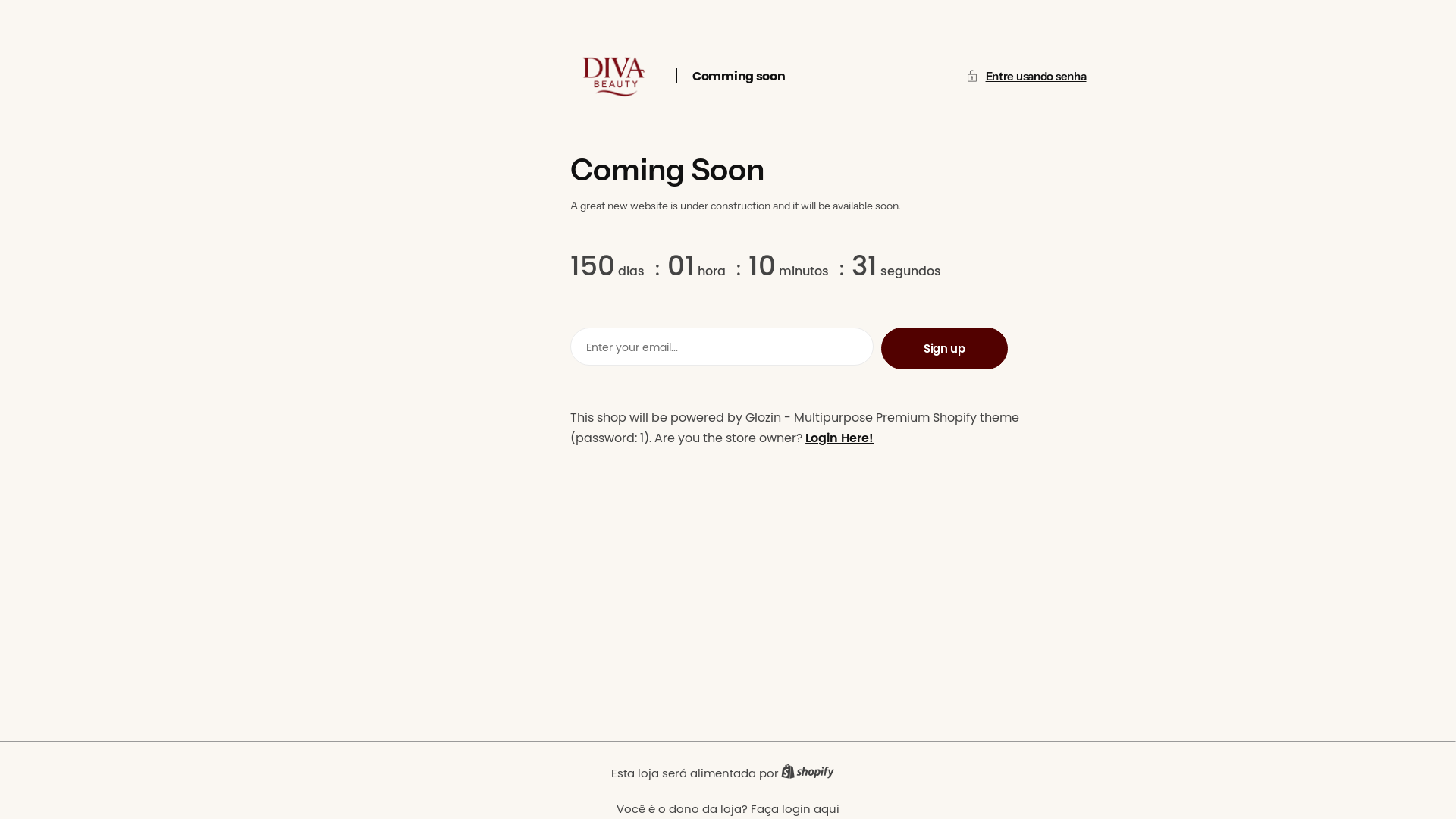 website screenshot of https://divabeautybrasil.com/