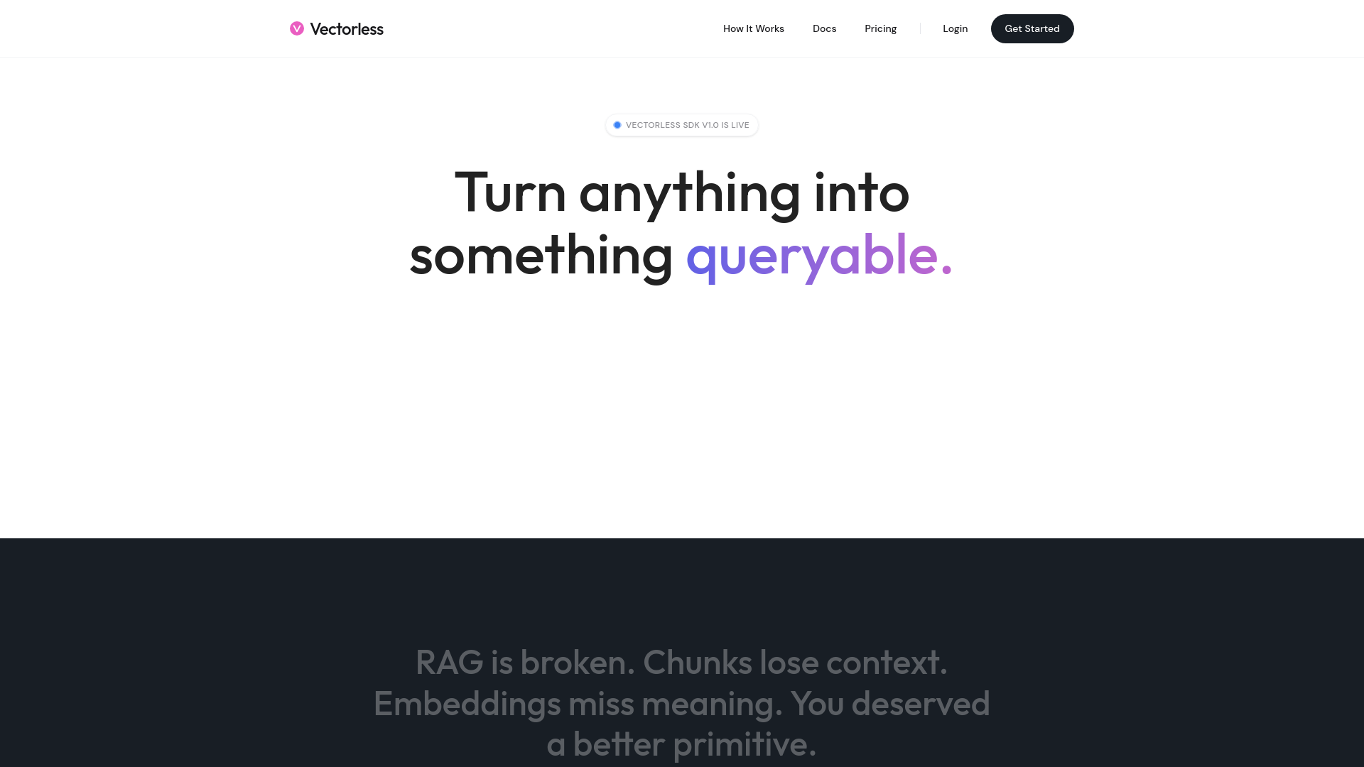 website screenshot of https://vectorless.store