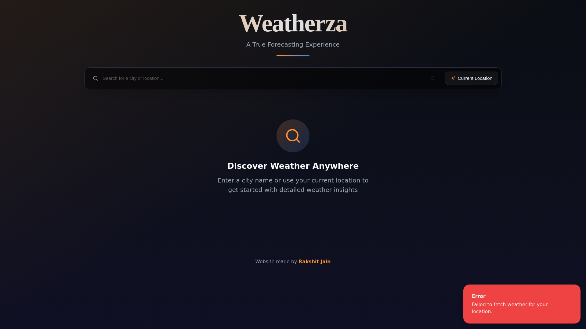website screenshot of https://weatherza.me/