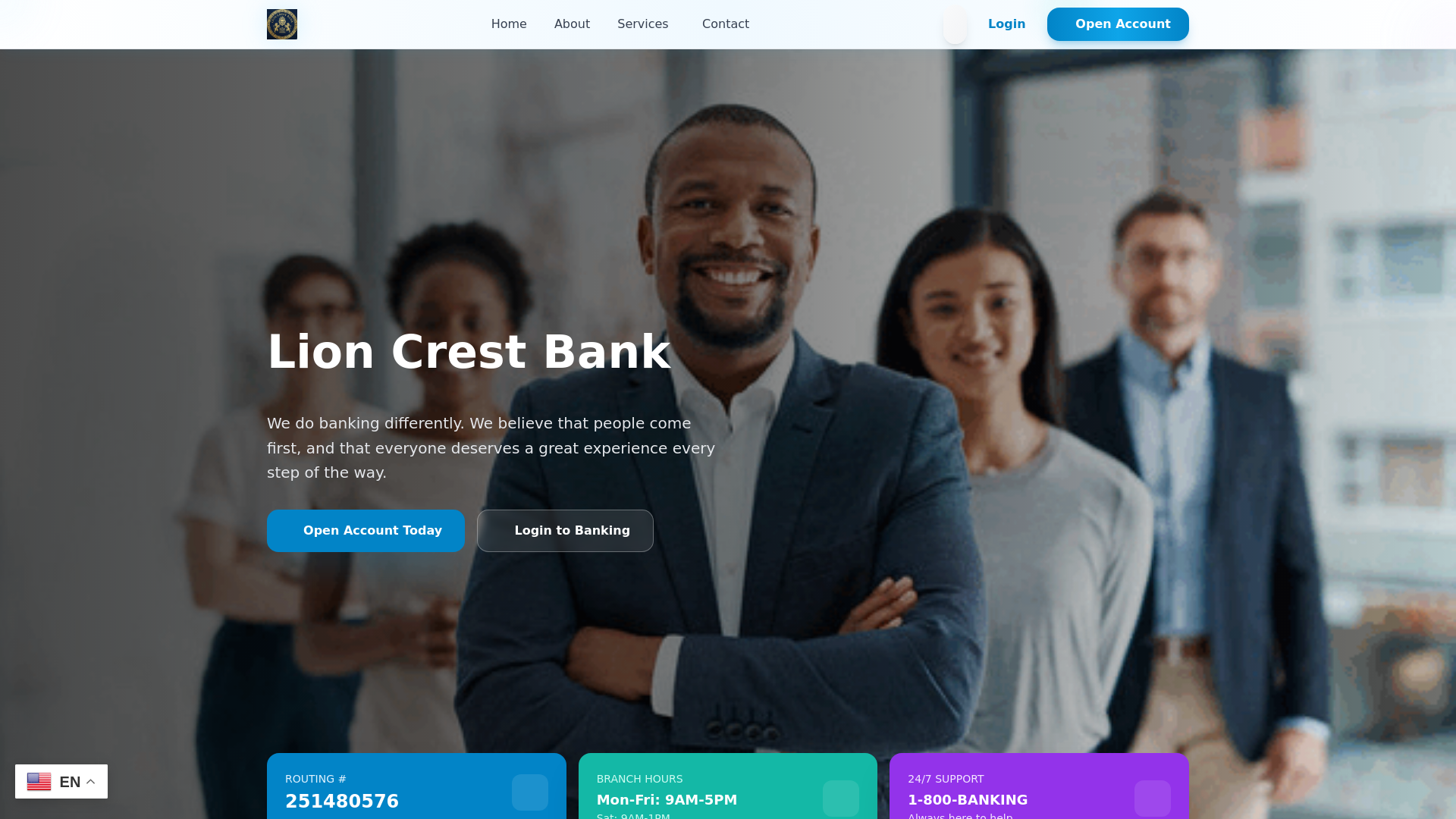 website screenshot of https://lioncrestbn.com/