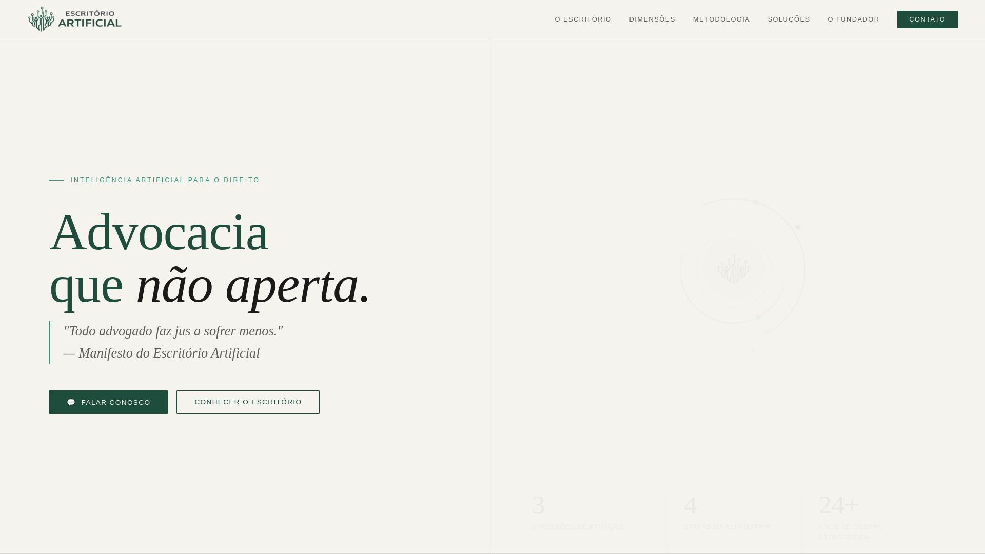 website screenshot of https://escritorioartificial.com