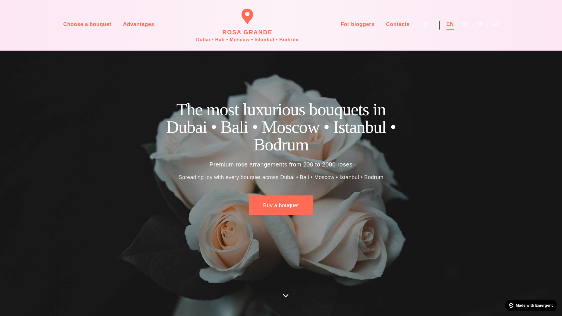 website screenshot of https://rosagrandeflowers.com/