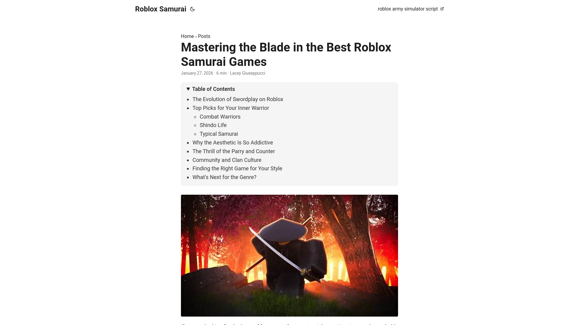 website screenshot of https://roblox-samurai.pages.dev/