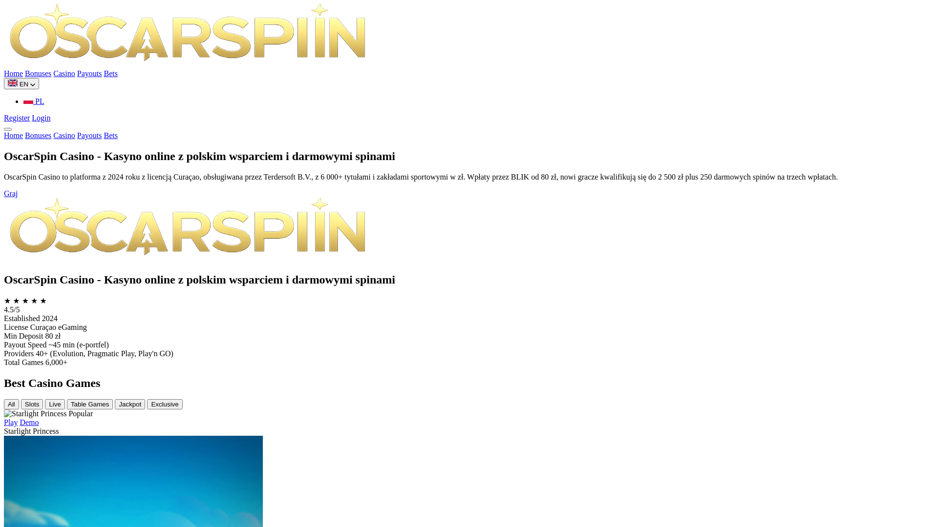 website screenshot of https://oscarspin-pl.pro/