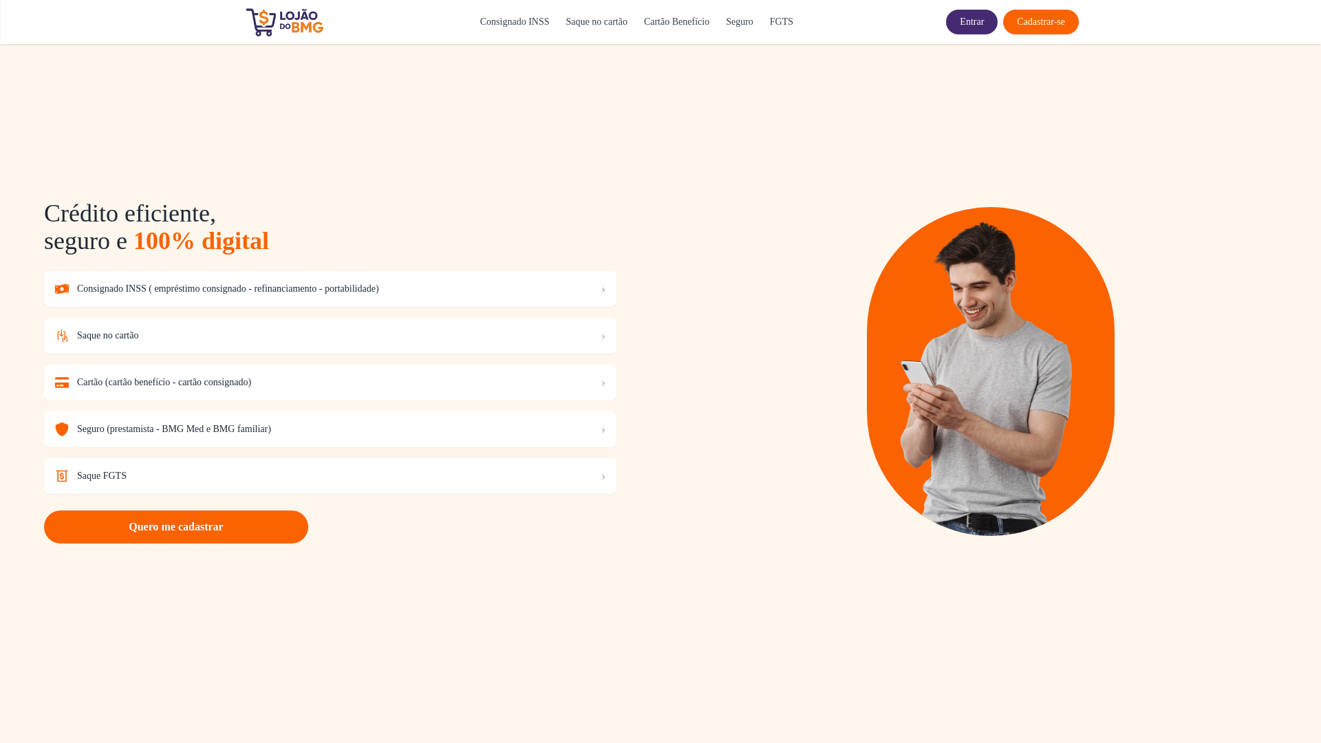 website screenshot of https://bmgdetodos.com.br