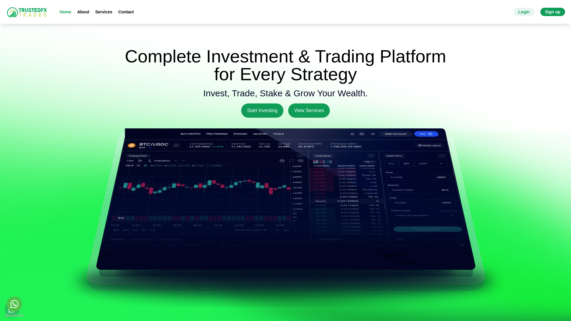 website screenshot of https://trustedfxtrade.pro/