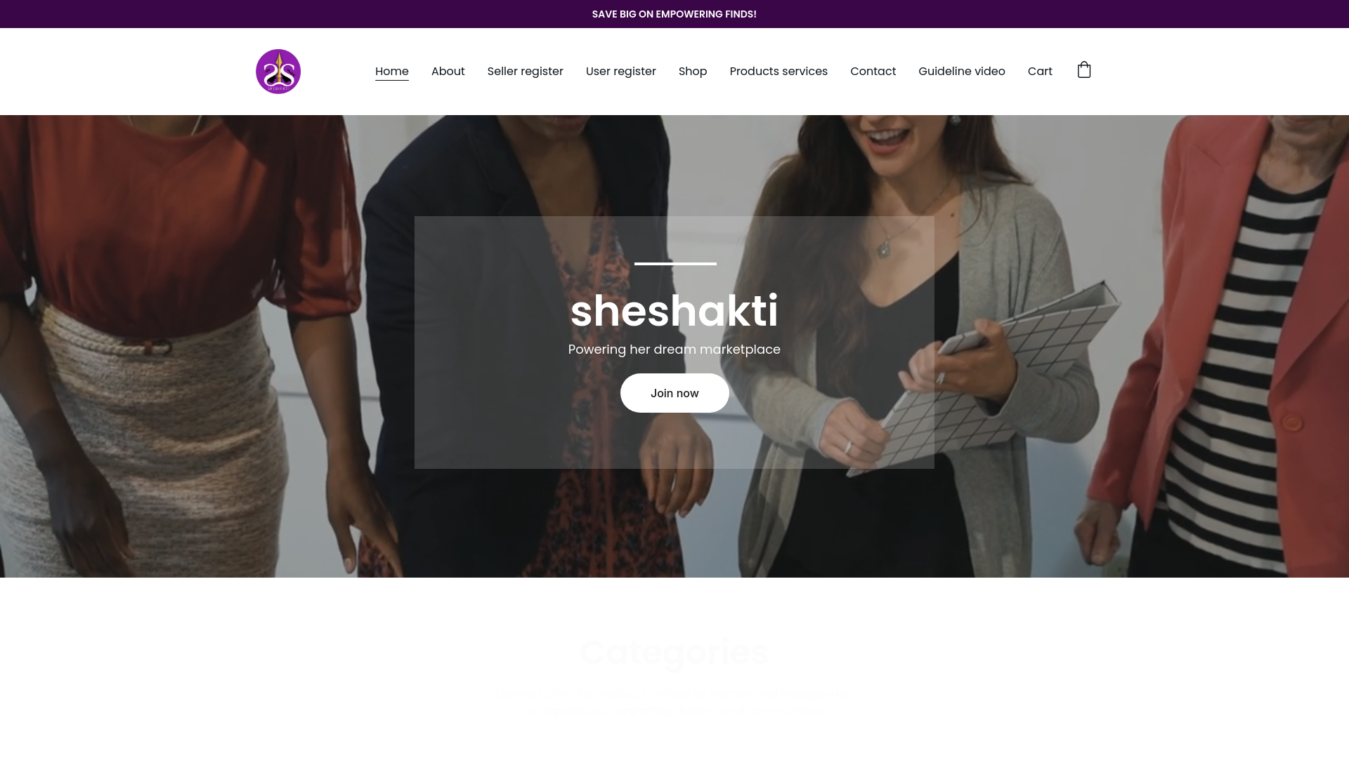 website screenshot of https://sheshakti.id/
