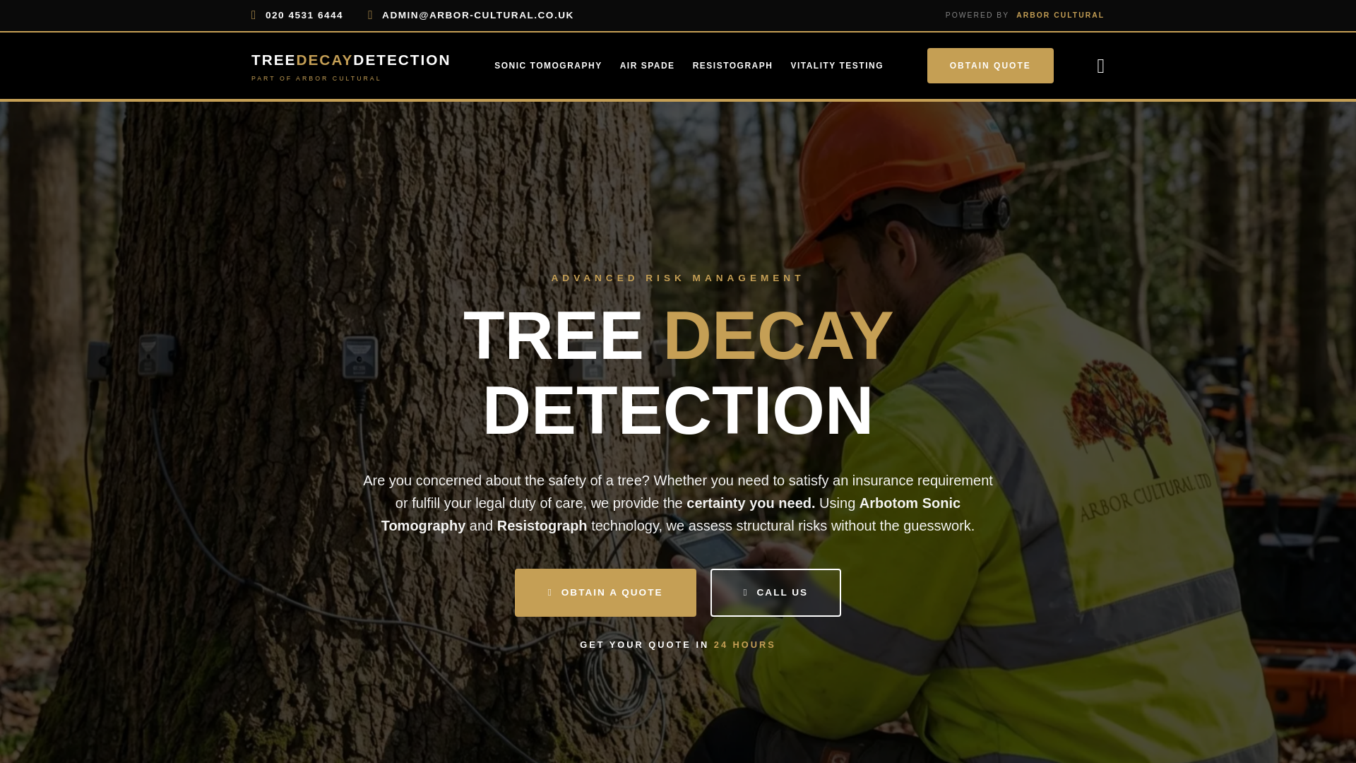 website screenshot of https://treedecaydetection.co.uk/