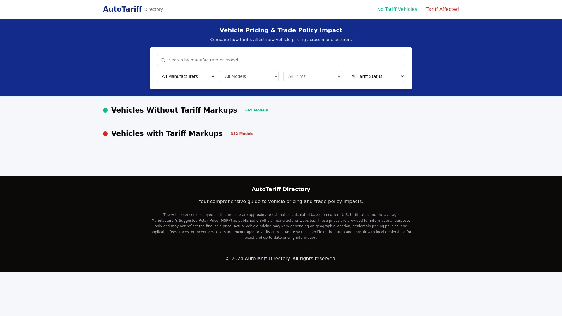 website screenshot of https://vehiclepricetracker.com/