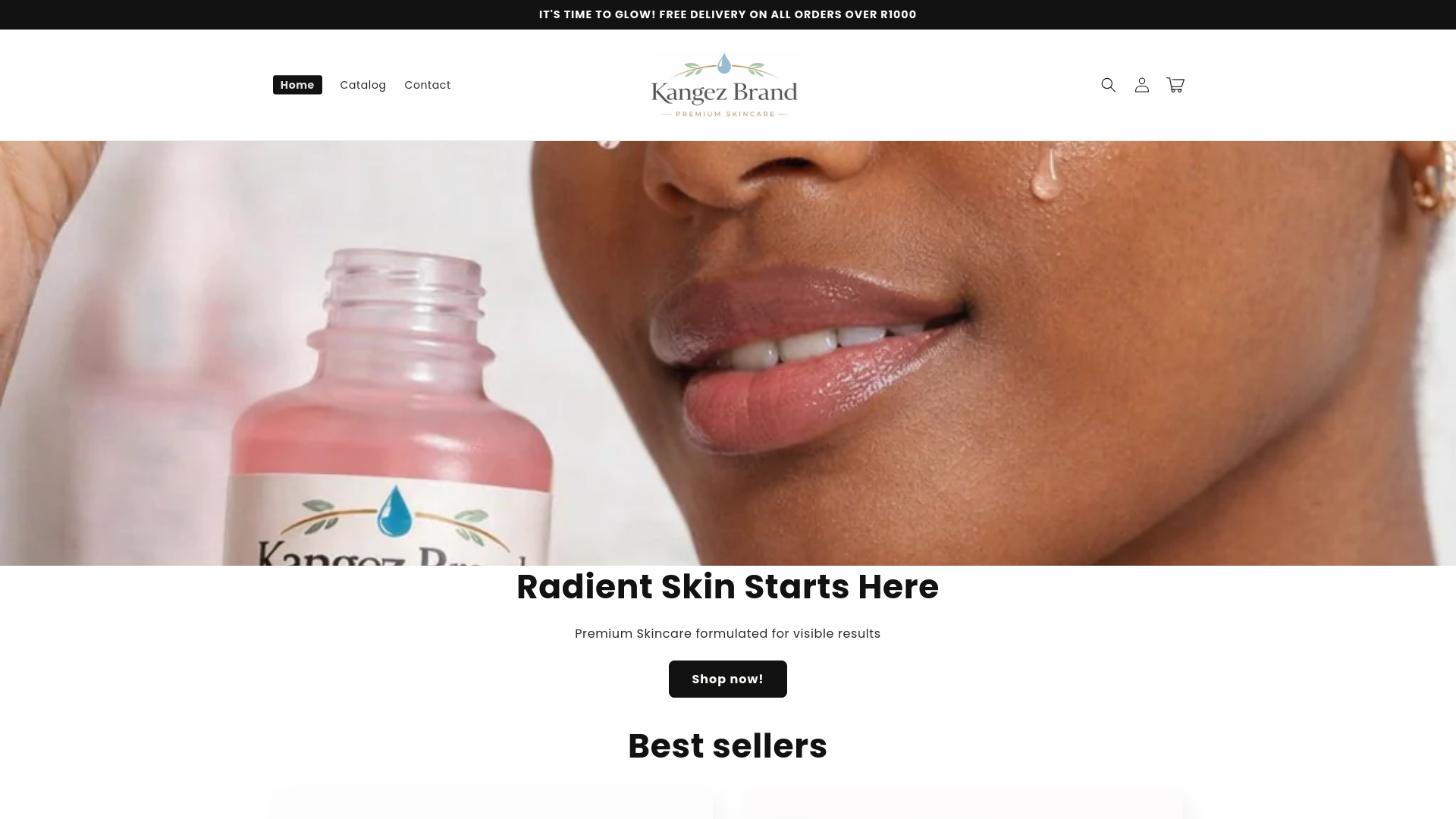 website screenshot of https://kangezbrand.co.za/