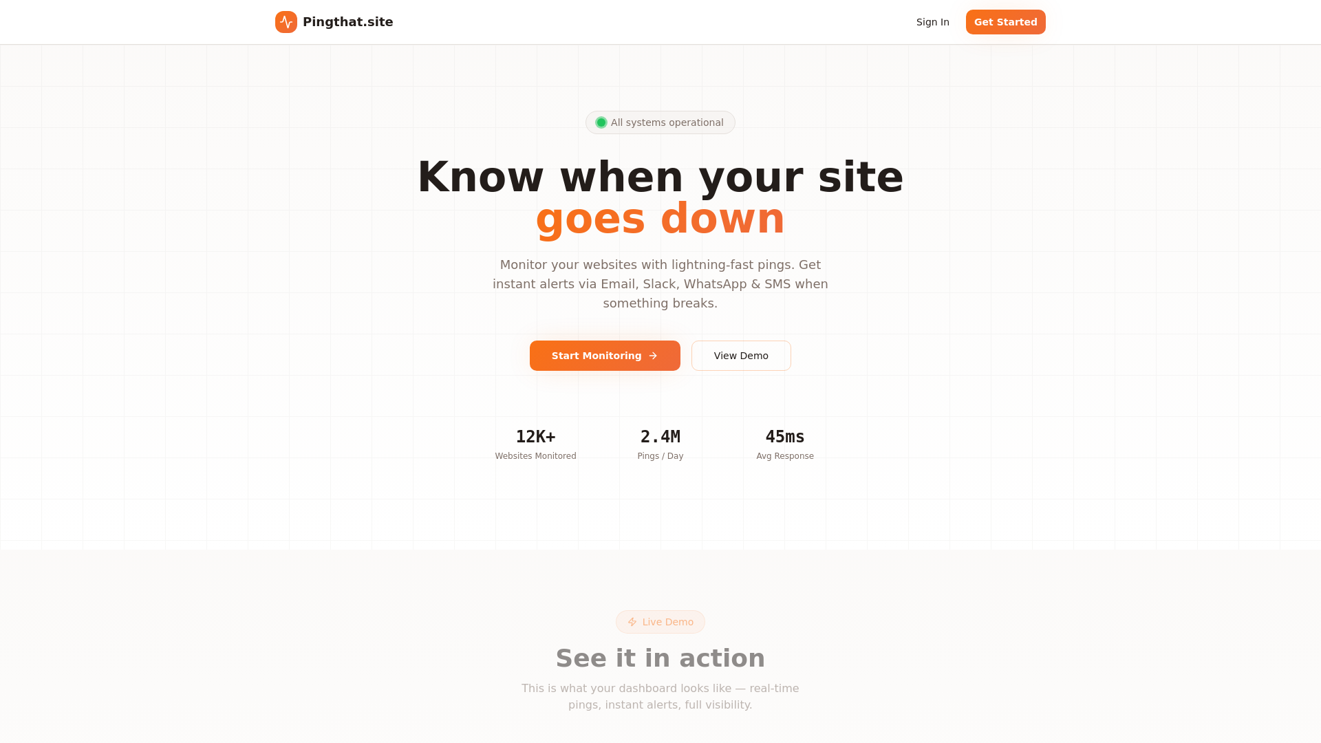 website screenshot of https://pingthat.site/
