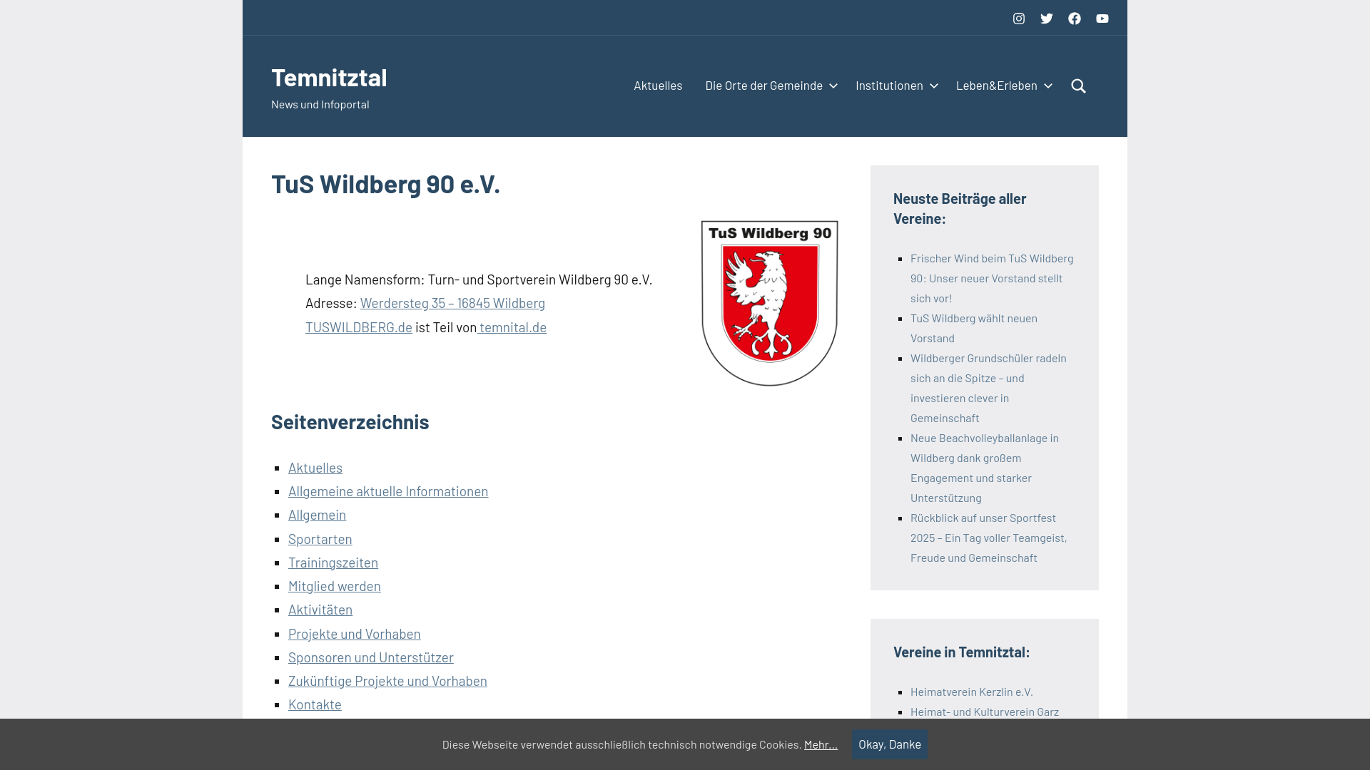 website screenshot of https://tus-wildberg.de