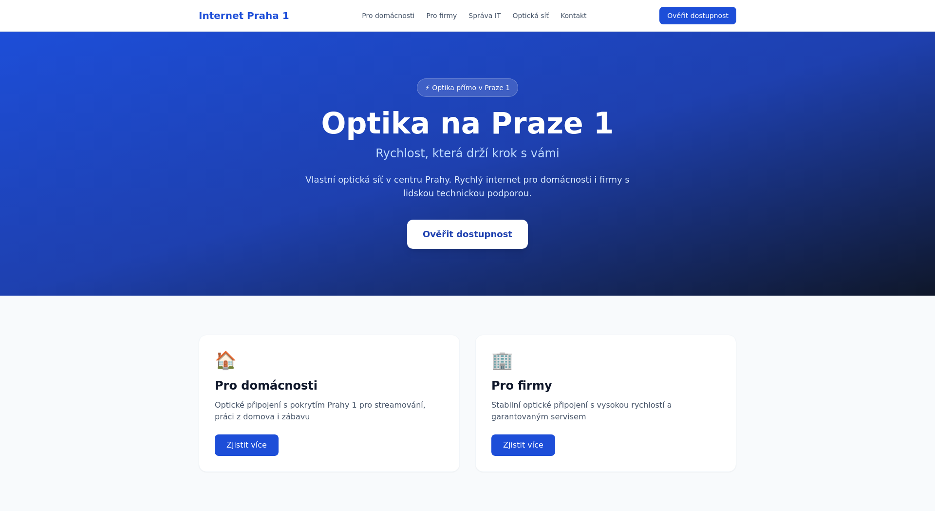 website screenshot of https://internet-praha1-web.pages.dev/