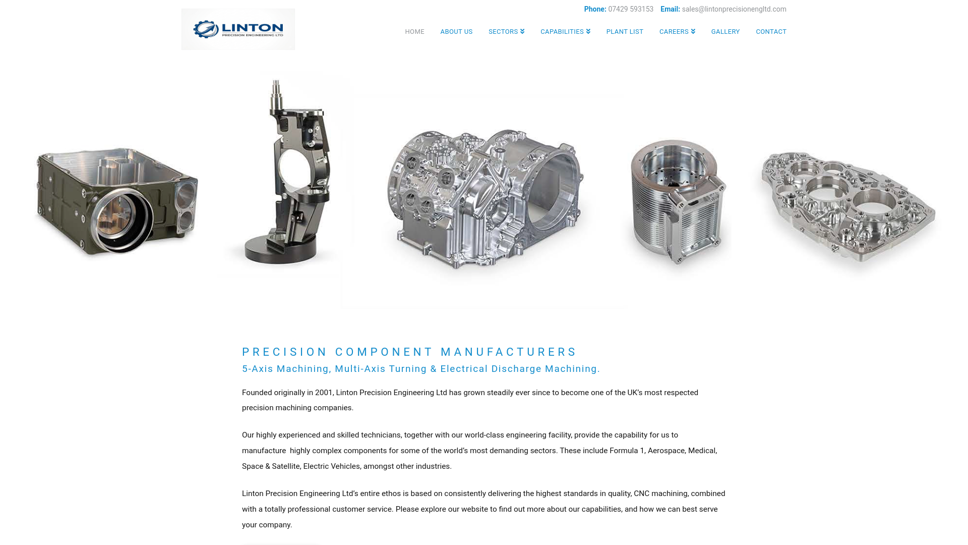 website screenshot of https://lintonprecisionengltd.com/