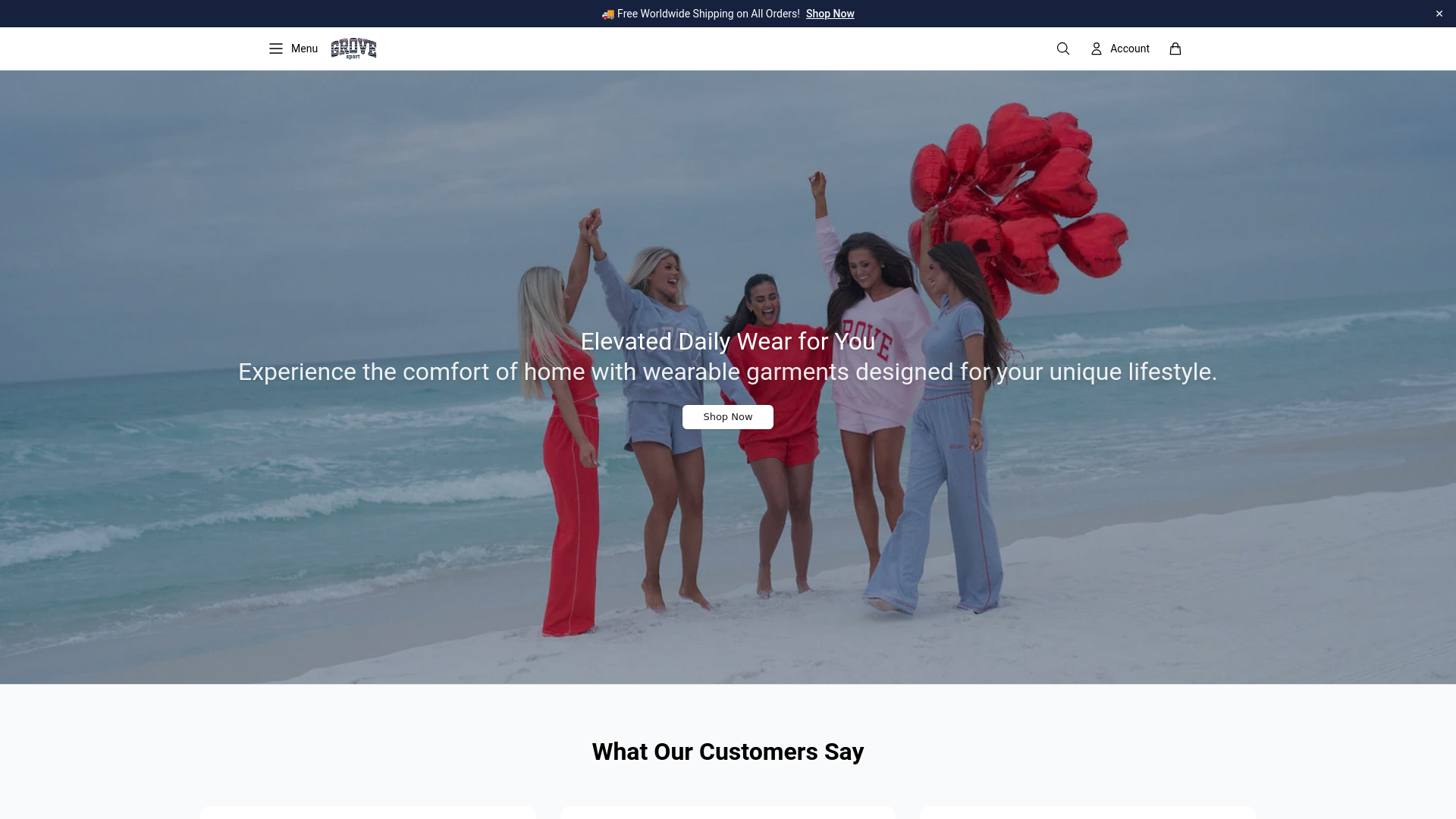 website screenshot of https://grovethebrandshop.shop