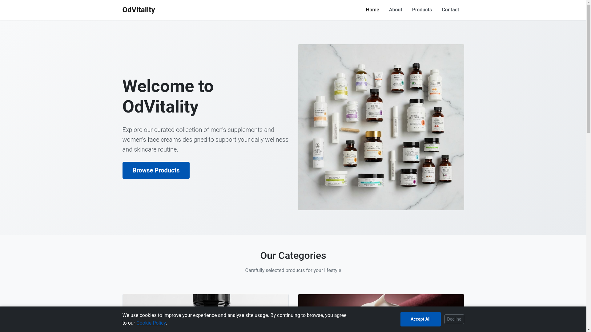 website screenshot of https://odvitalityhub.info/
