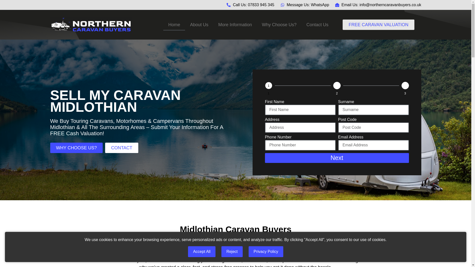 website screenshot of https://sellmycaravanmidlothian.co.uk/