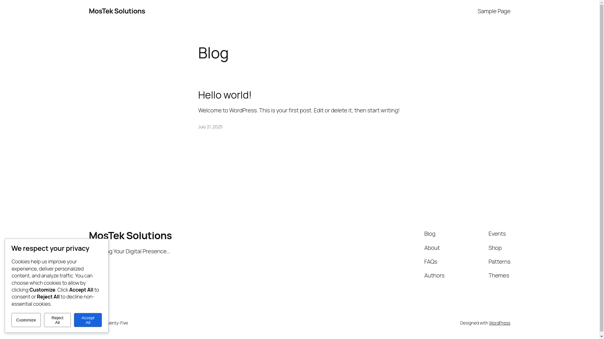 website screenshot of https://mosteksolutions.com/