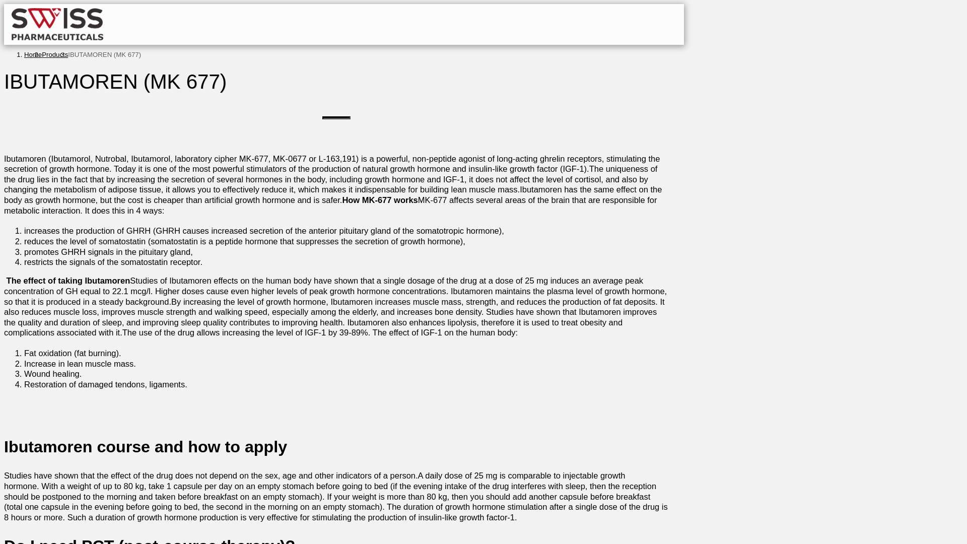 website screenshot of https://www.swiss-pharm.com/products/ibutamoren-mk-677
