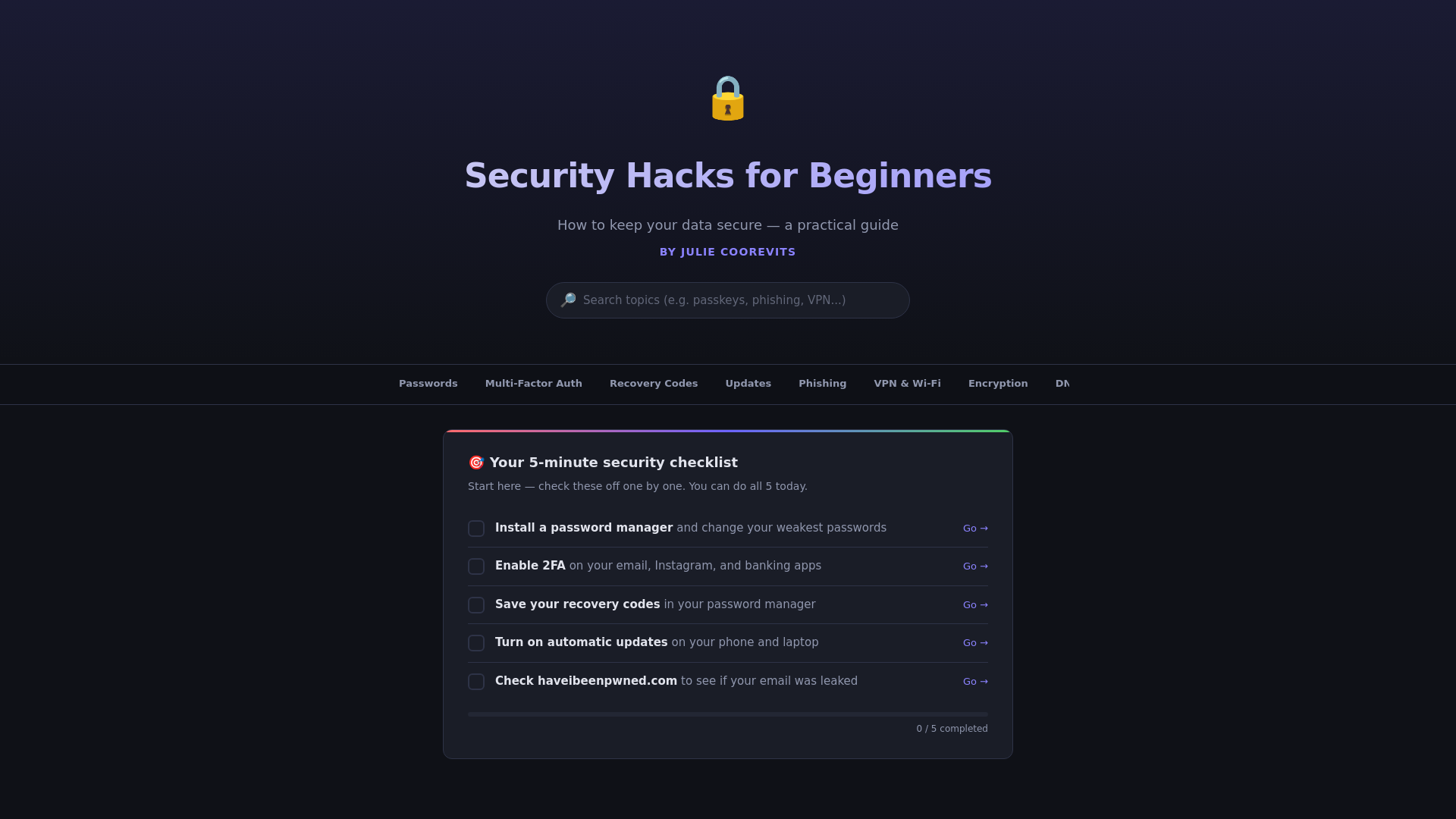 website screenshot of https://onlinesecuritybasics.pages.dev/