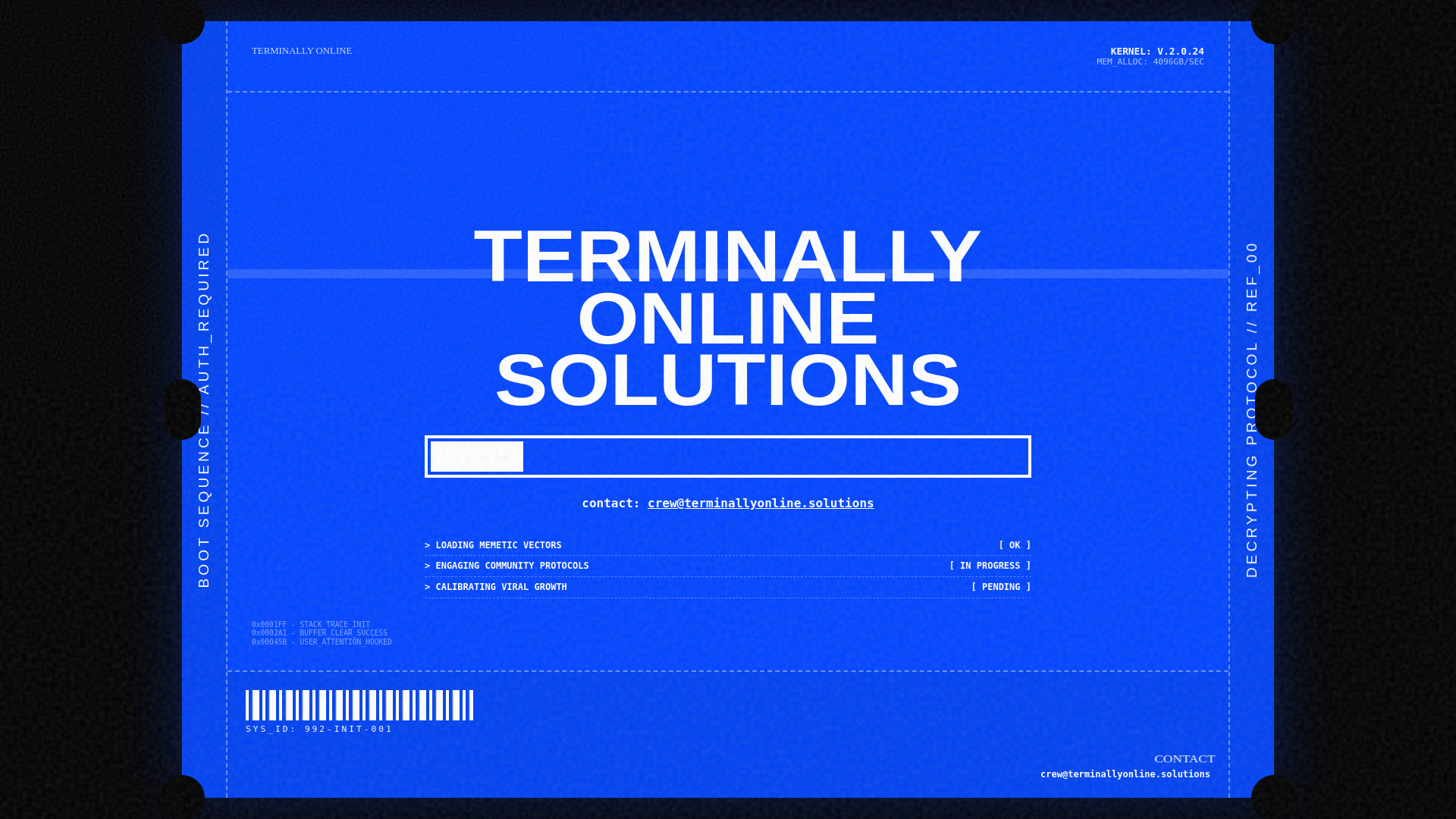 website screenshot of https://terminallyonline.solutions/