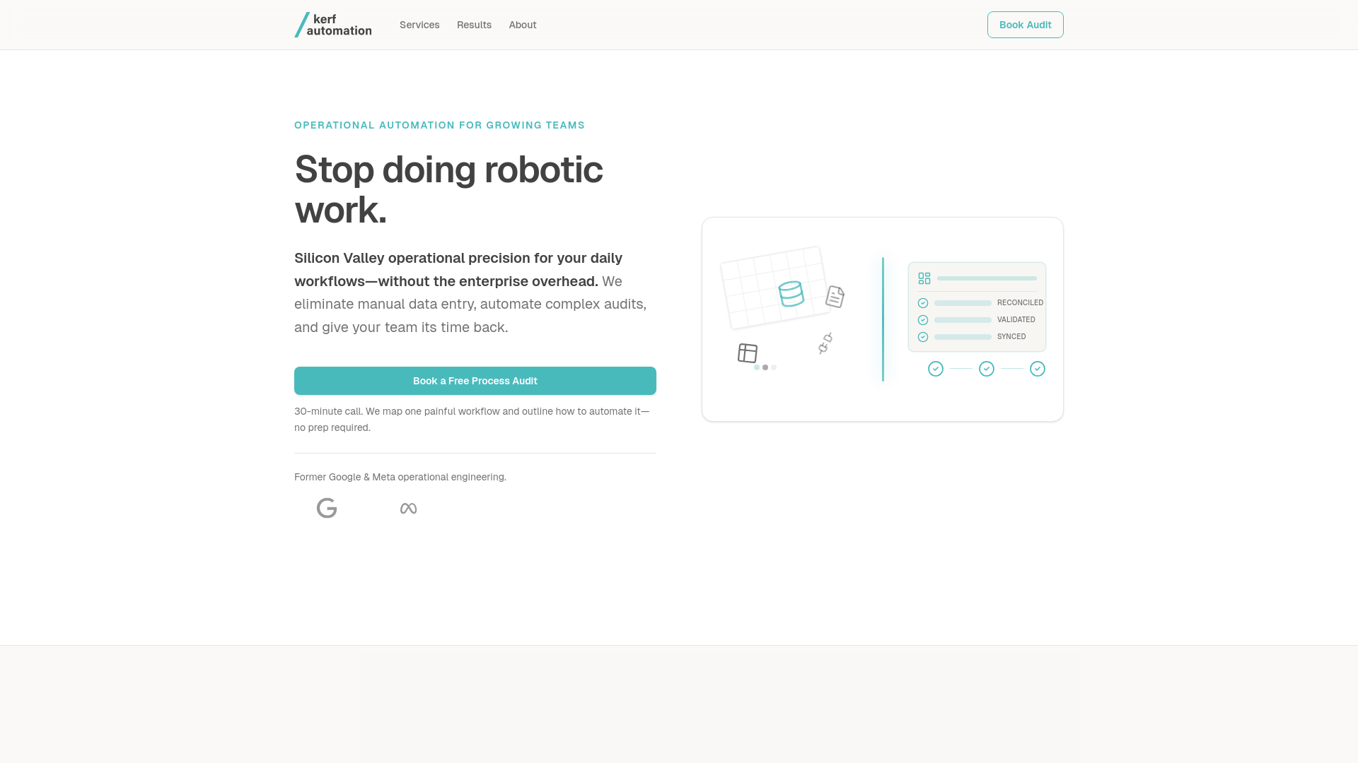 website screenshot of https://kerf-automation.pages.dev/