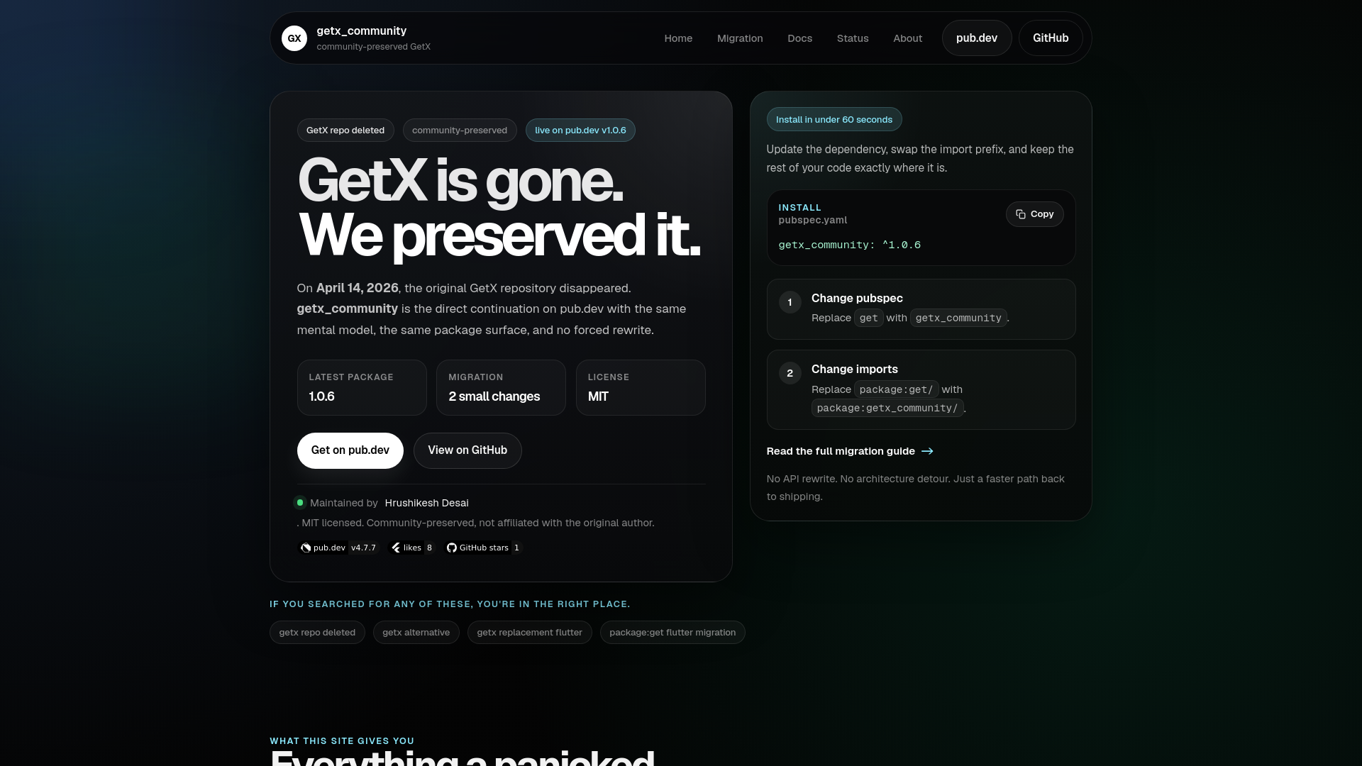 website screenshot of https://getxcommunity.site/