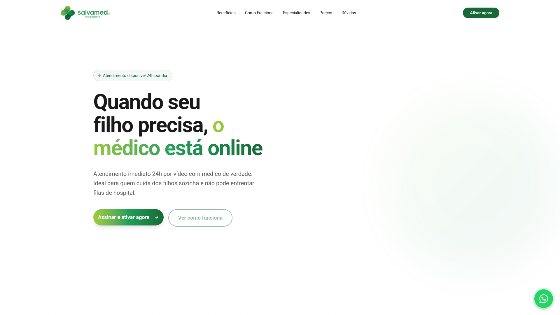 website screenshot of https://telemedicina-salvamed.com.br/