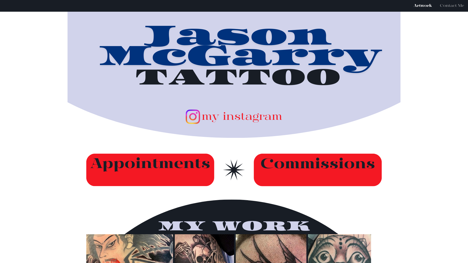 website screenshot of https://mcgarryart.com/