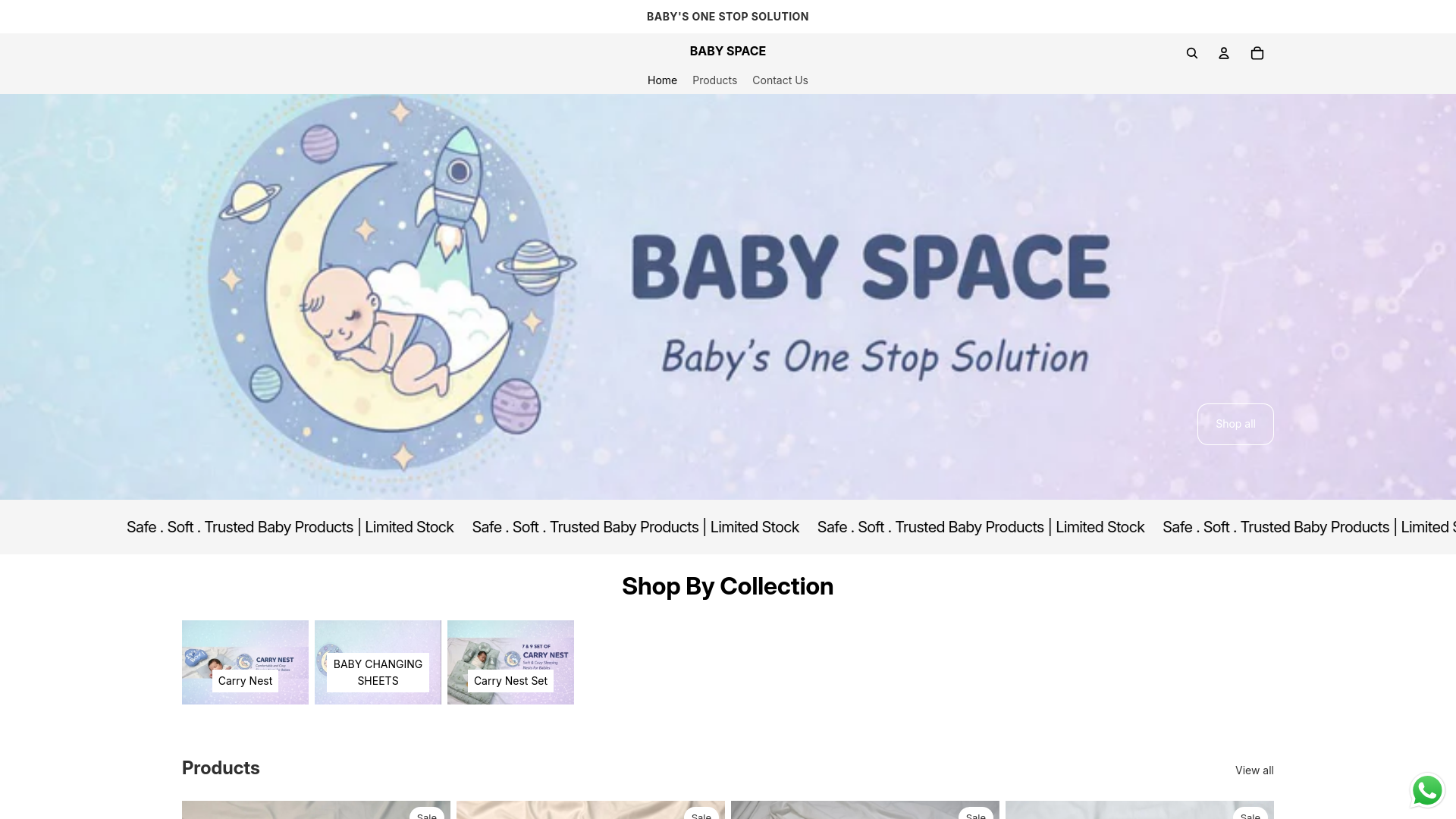 website screenshot of https://babyspaceonline.shop/
