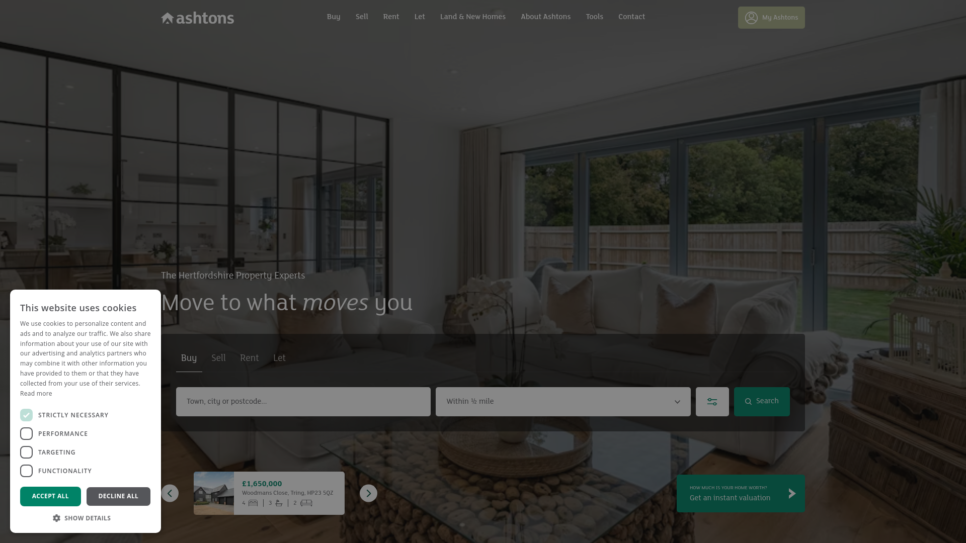 website screenshot of https://www.ashtons.co.uk/