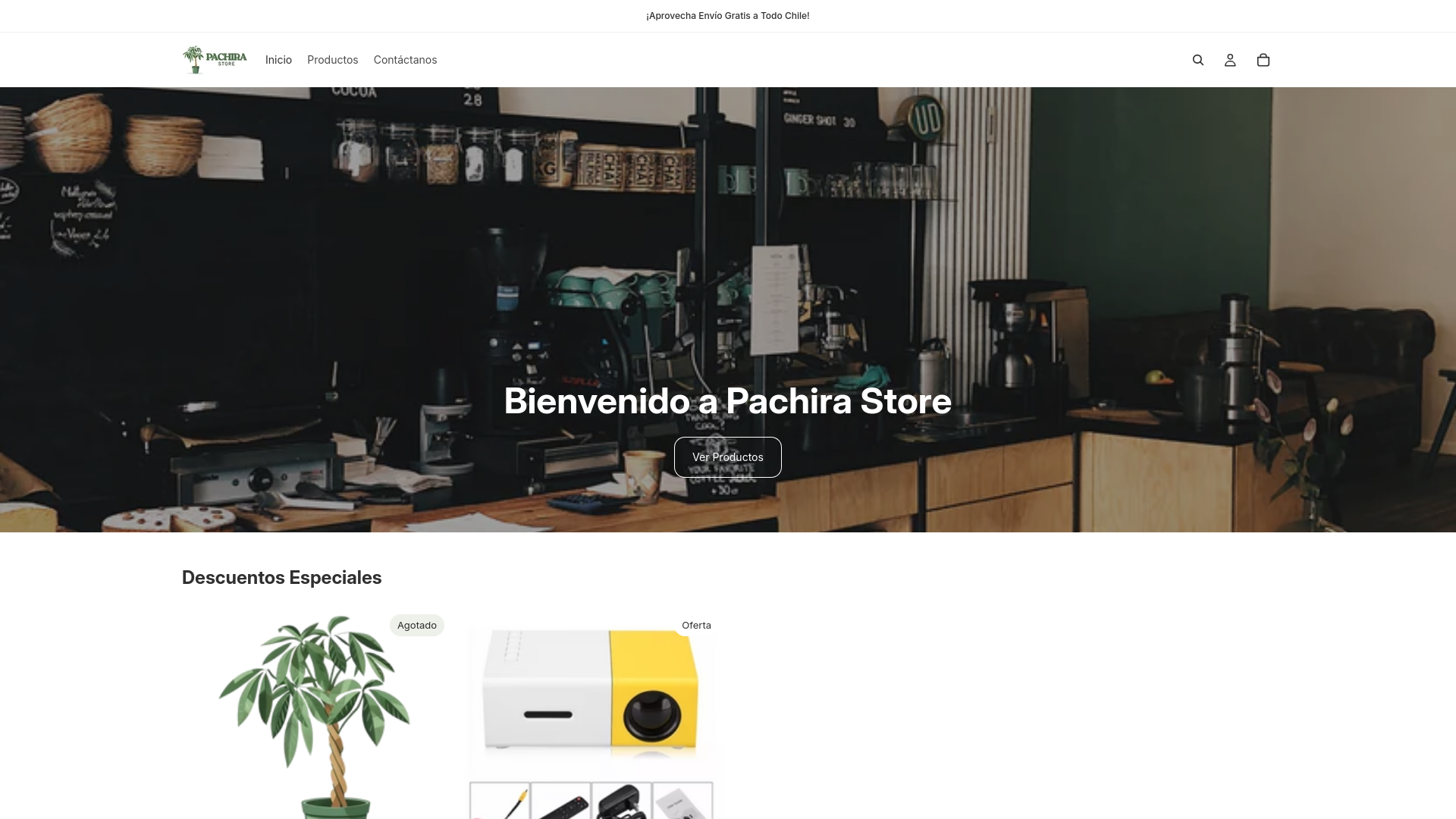 website screenshot of https://pachirastore.com