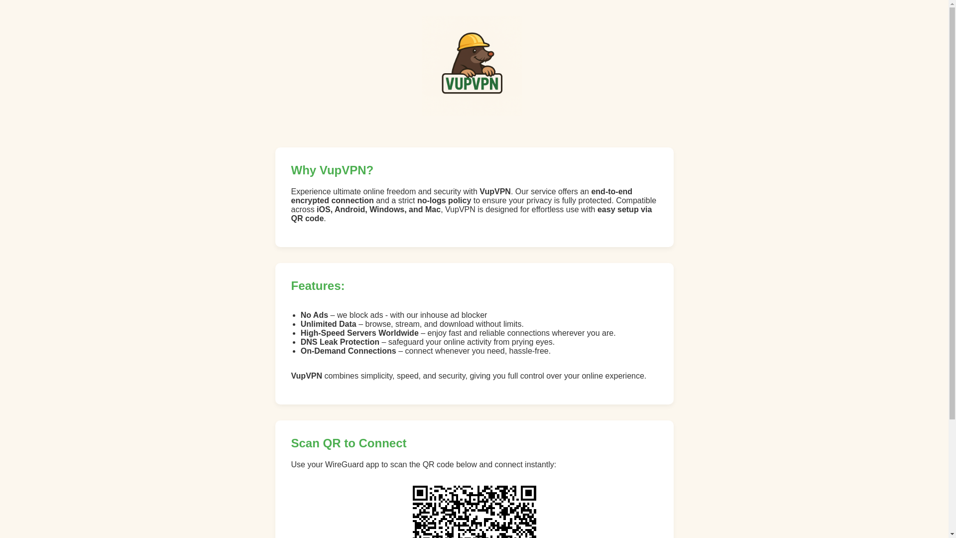 website screenshot of https://vupvpn.pages.dev/