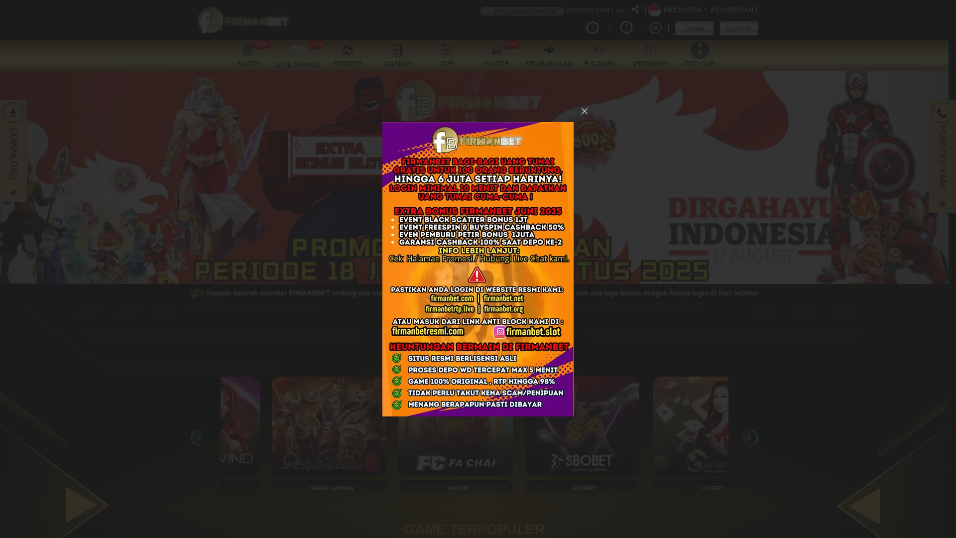website screenshot of https://firmanbetjpmax.xyz/