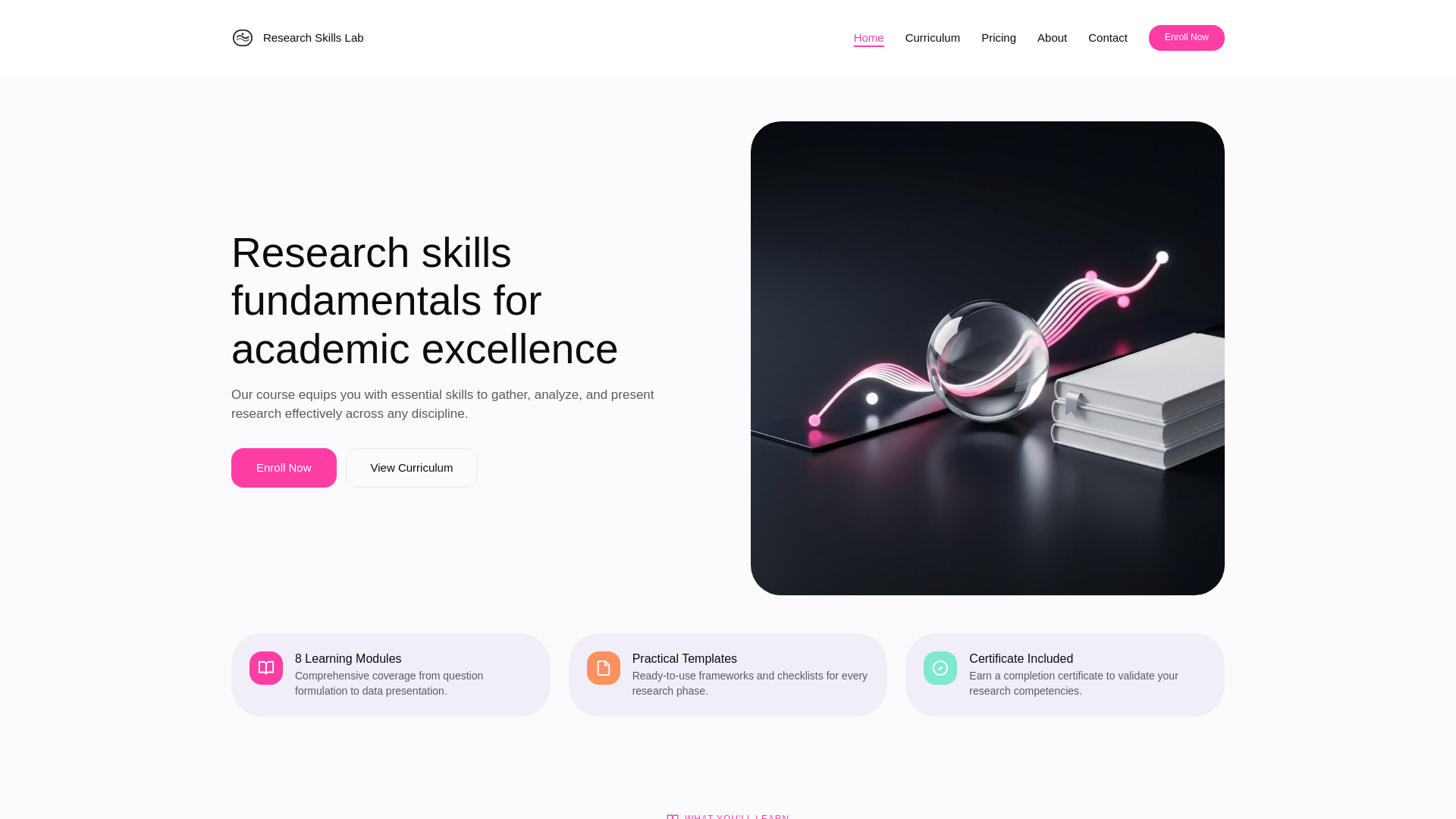 website screenshot of https://researchskillslab.com/