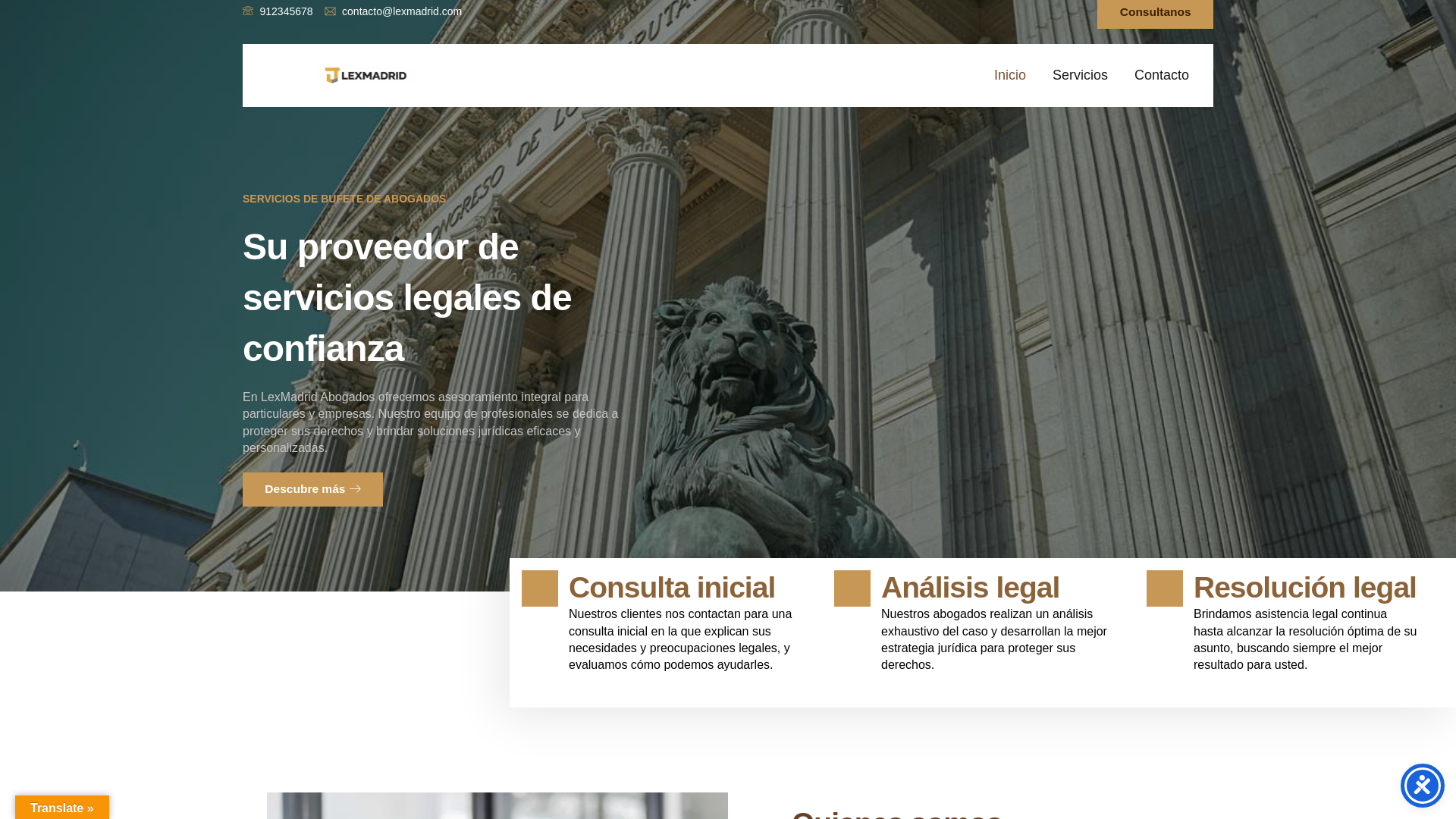 website screenshot of https://bufetabogadosmadrid.com/