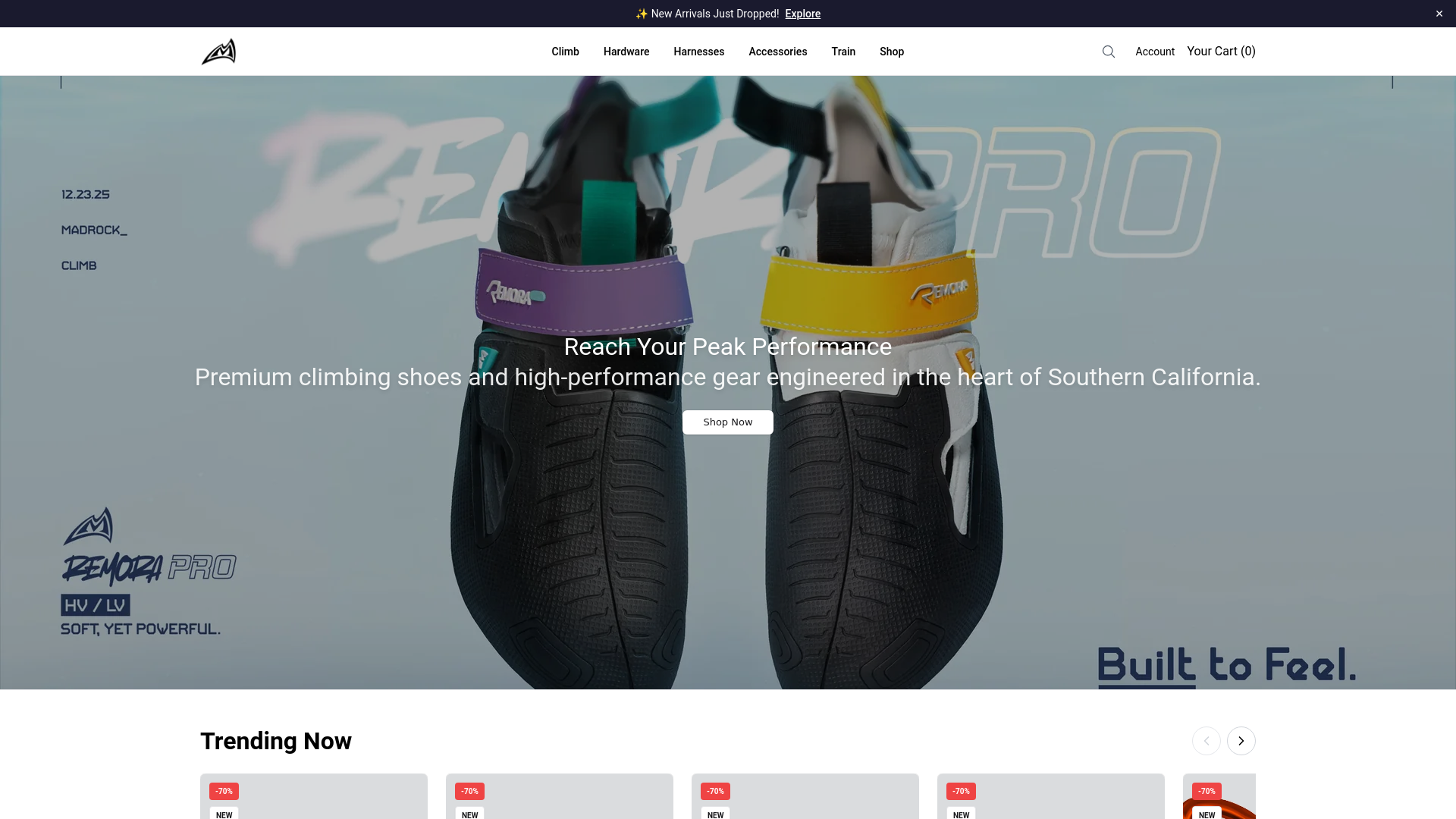 website screenshot of https://madrockonline.shop/