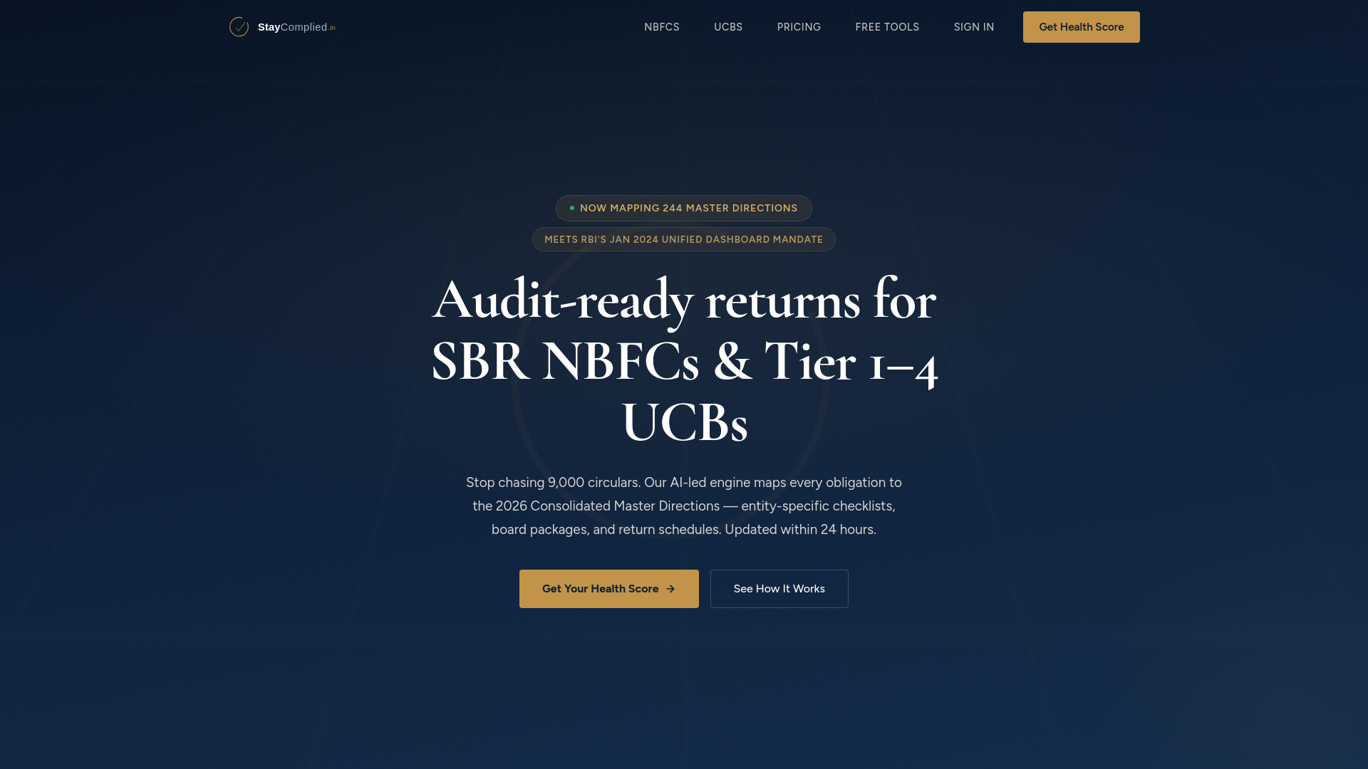 website screenshot of https://staycomplied.in/