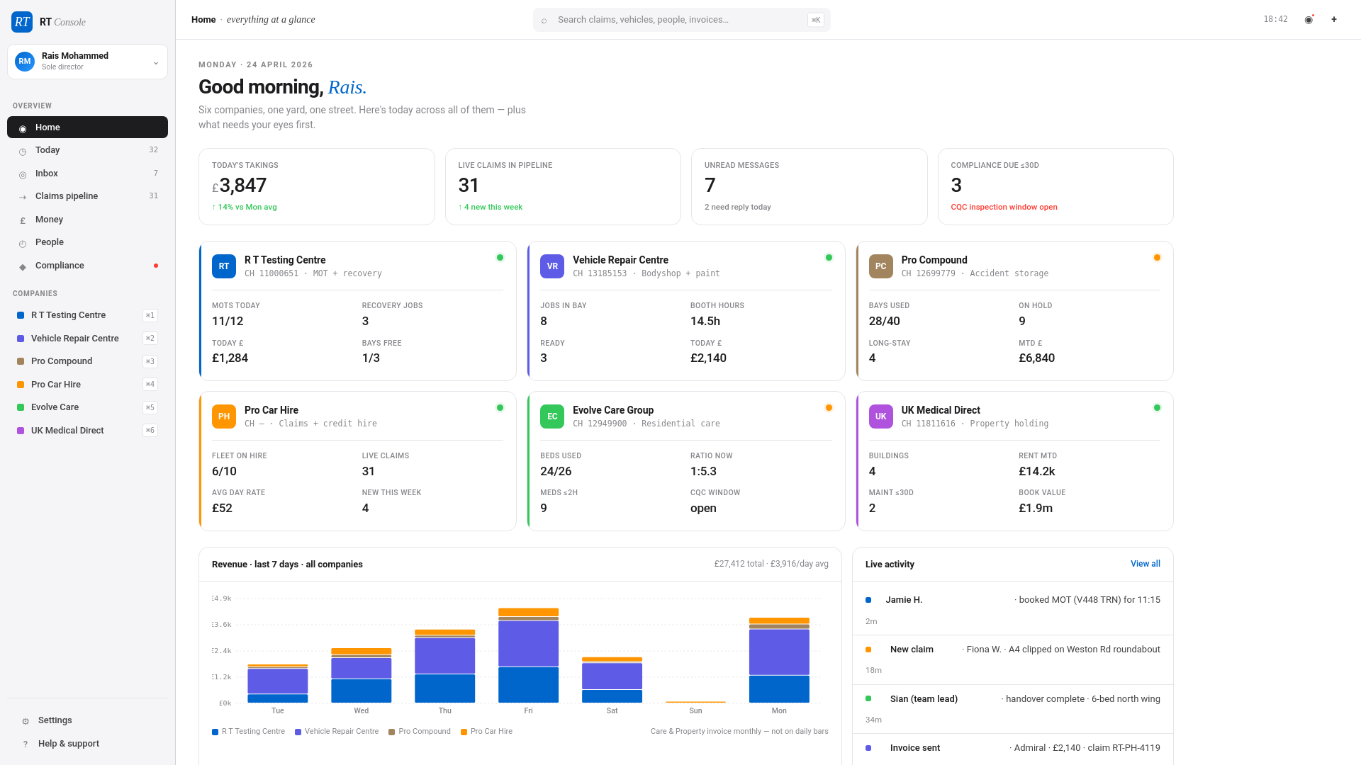 website screenshot of https://rt-console-demo.pages.dev/