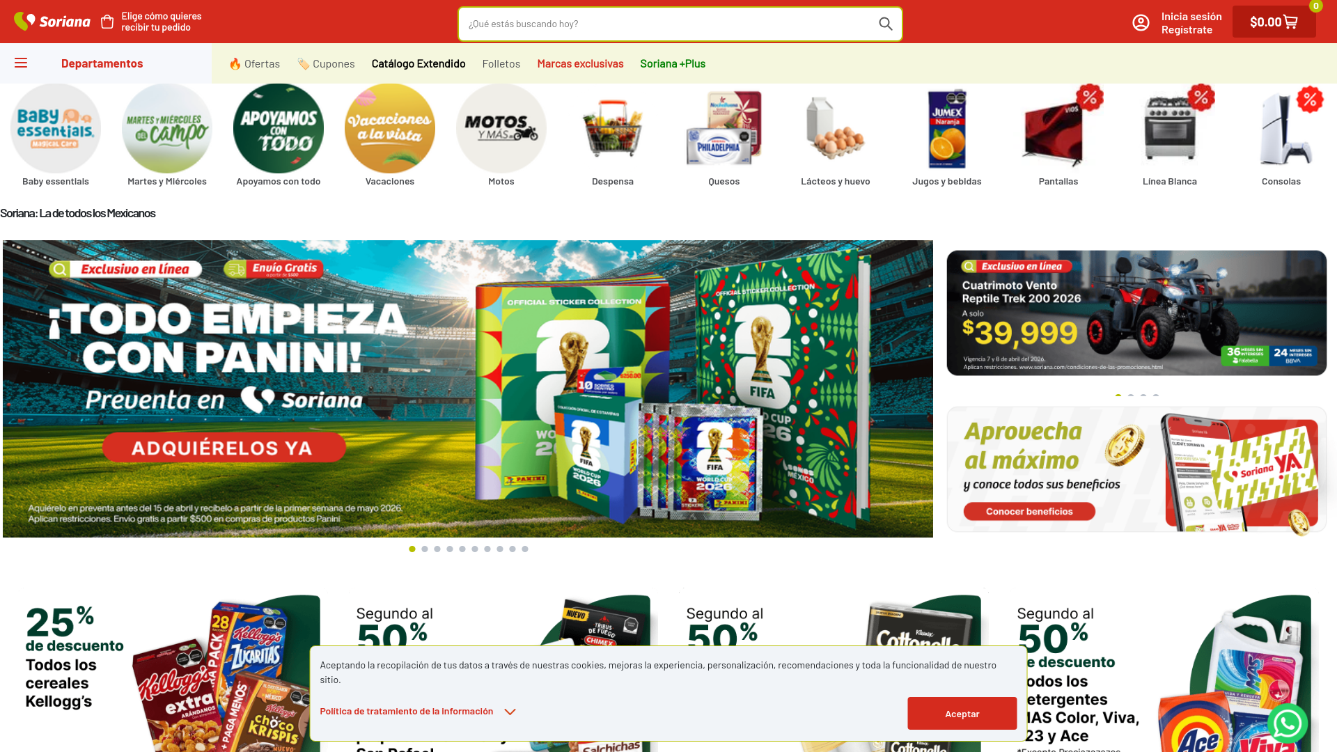 website screenshot of https://www.soriana.com/