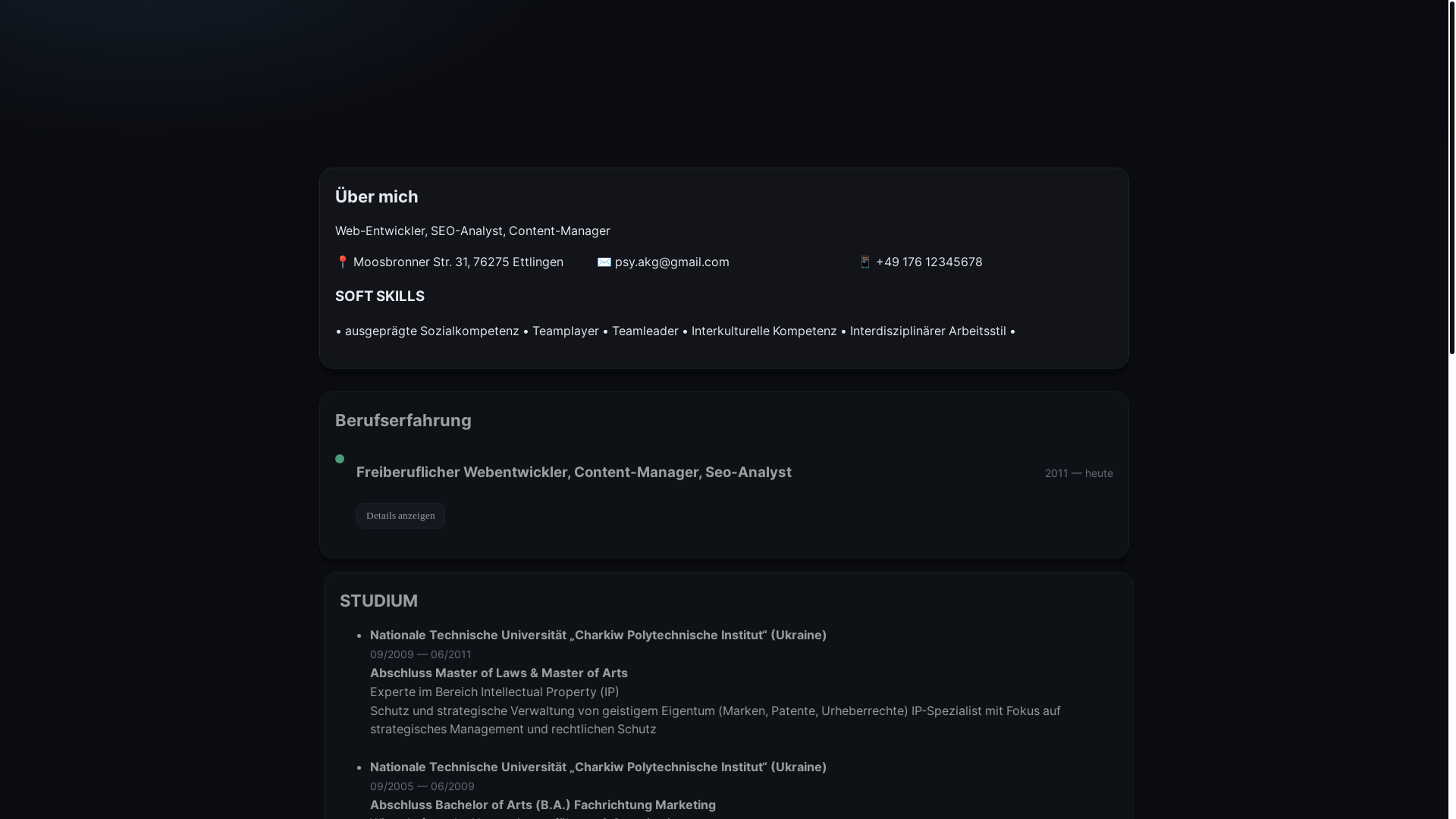 website screenshot of https://lebenslauf-kuvardin.pages.dev/